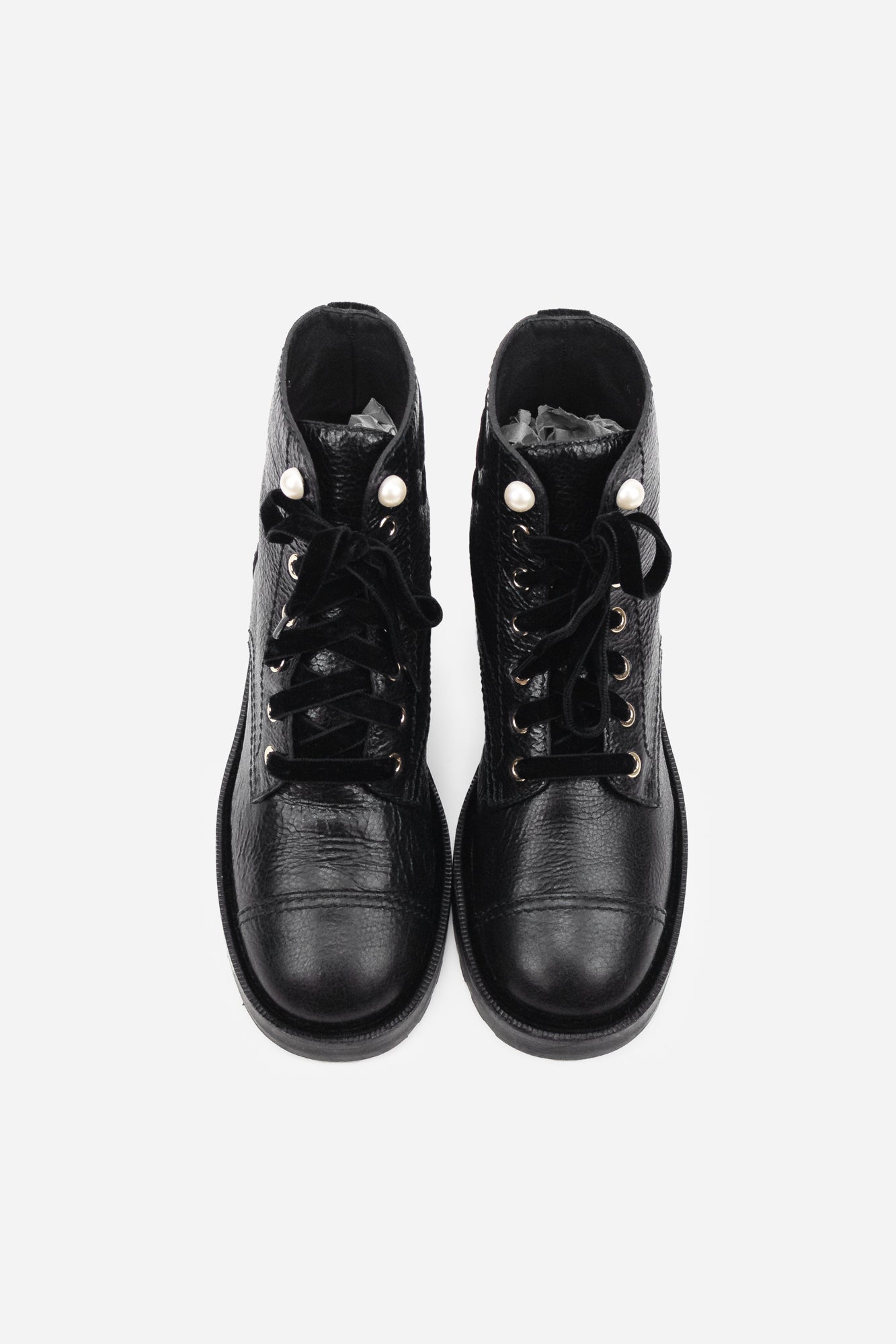 Black Leather CC Combat Boots