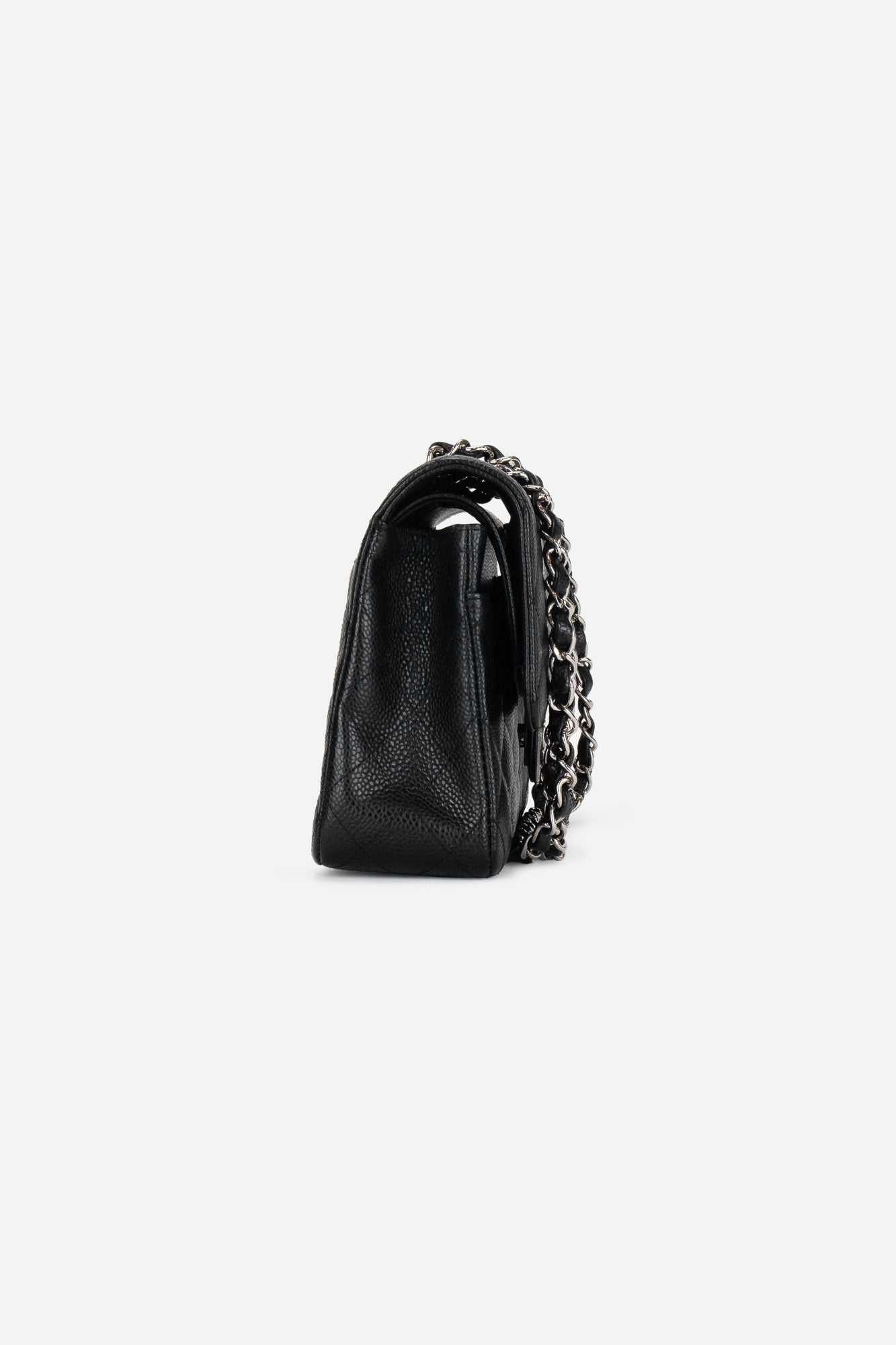 Black Leather Medium Classic Double Flap Bag