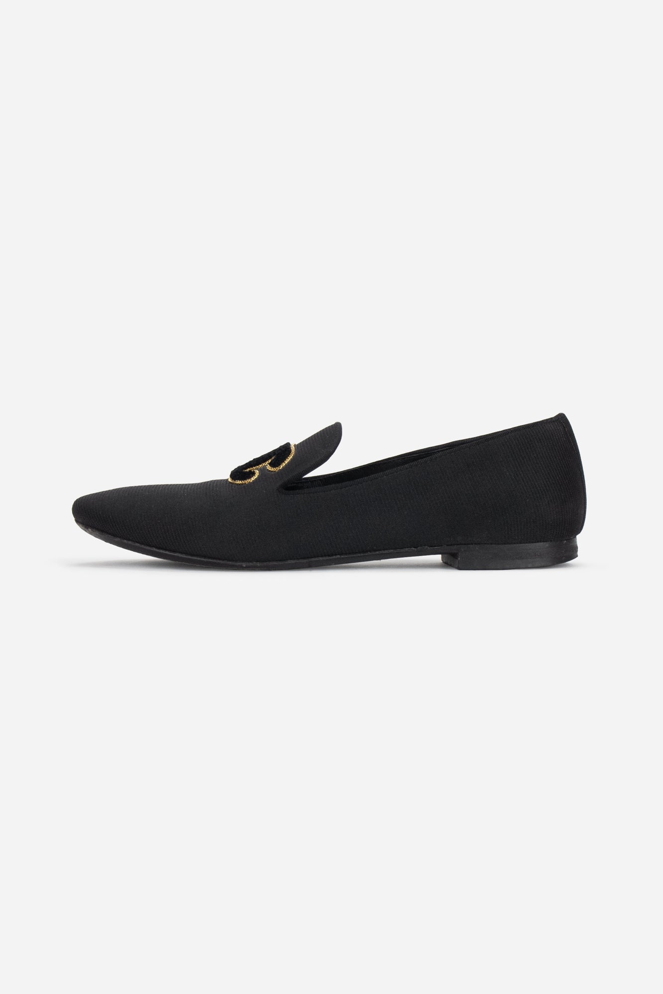 Black Felted CC Logo Loafers