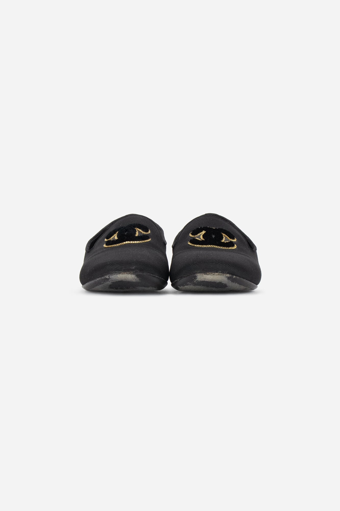 Black Felted CC Logo Loafers