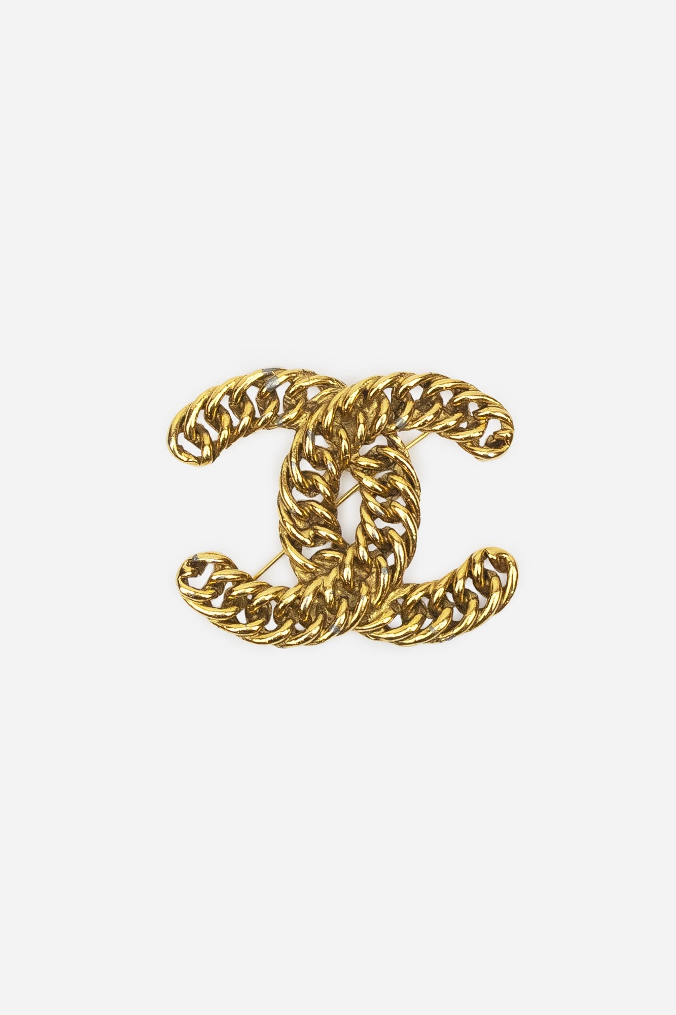 Gold CC Chain Brooch