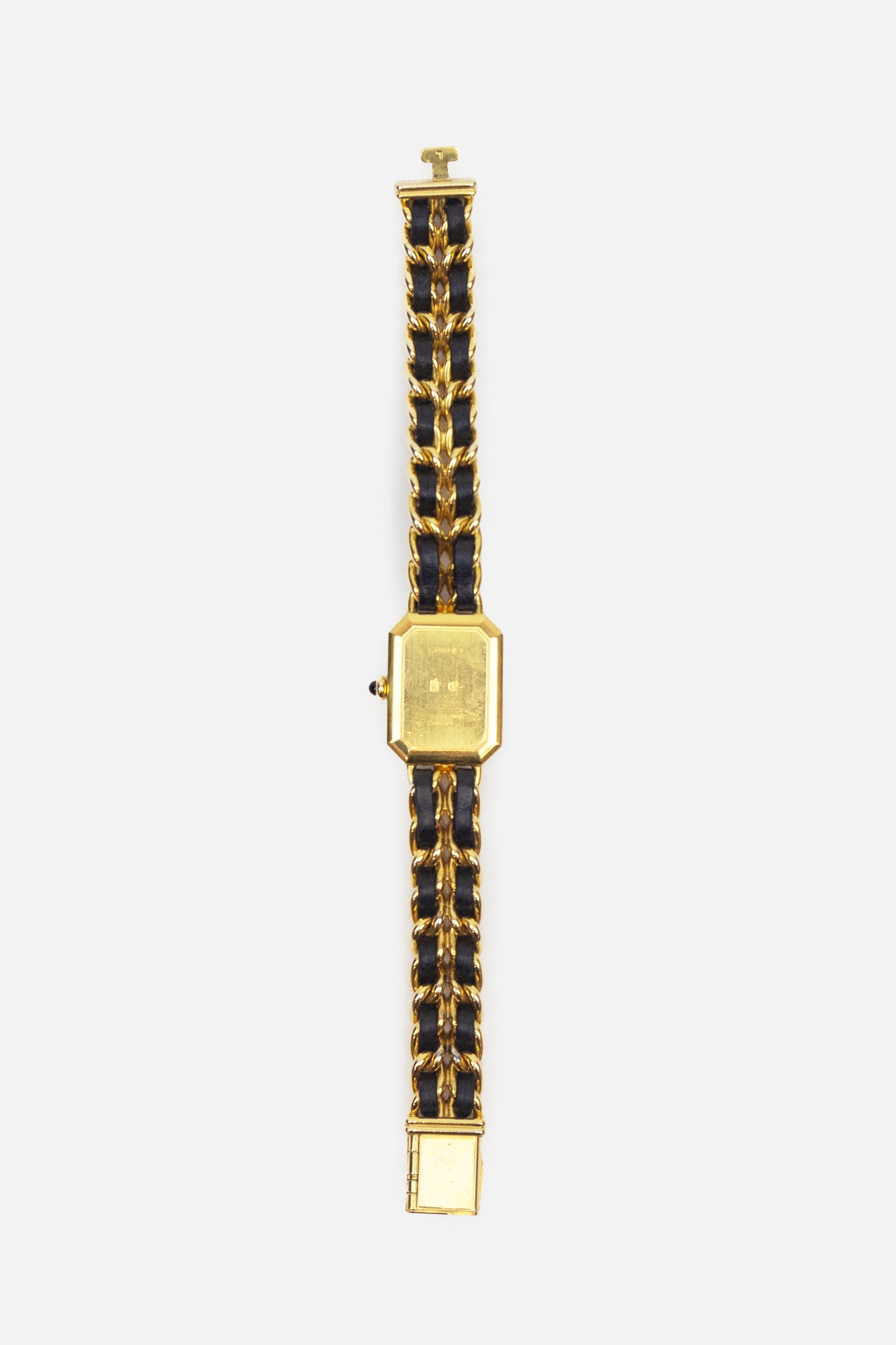 Gold & Black Leather Braided Strap Watch