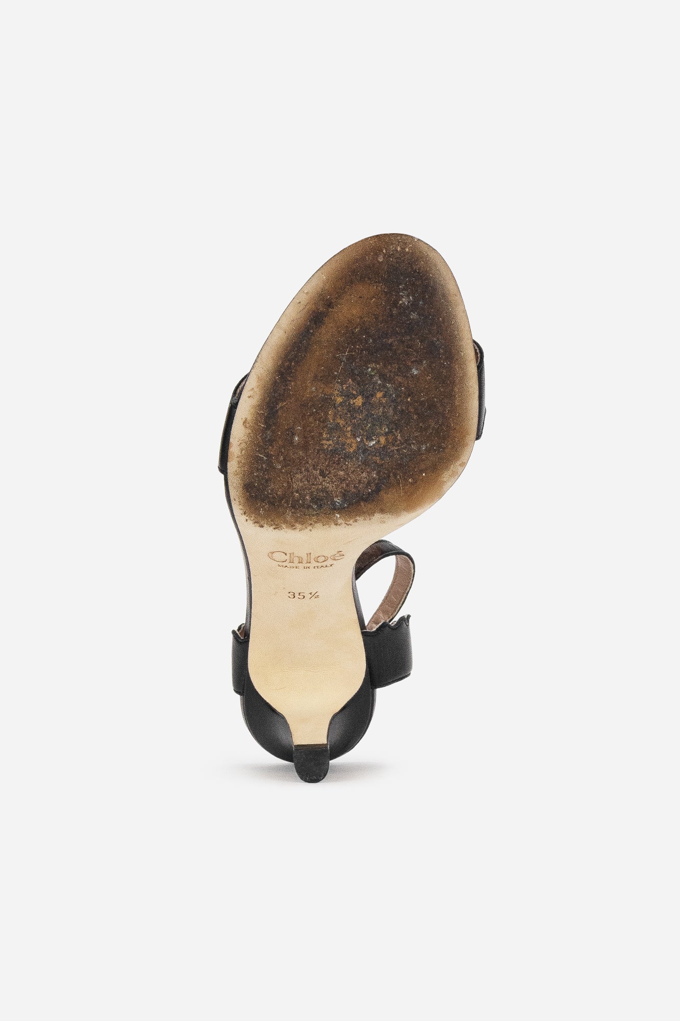 Black Scalloped Leather Sandals