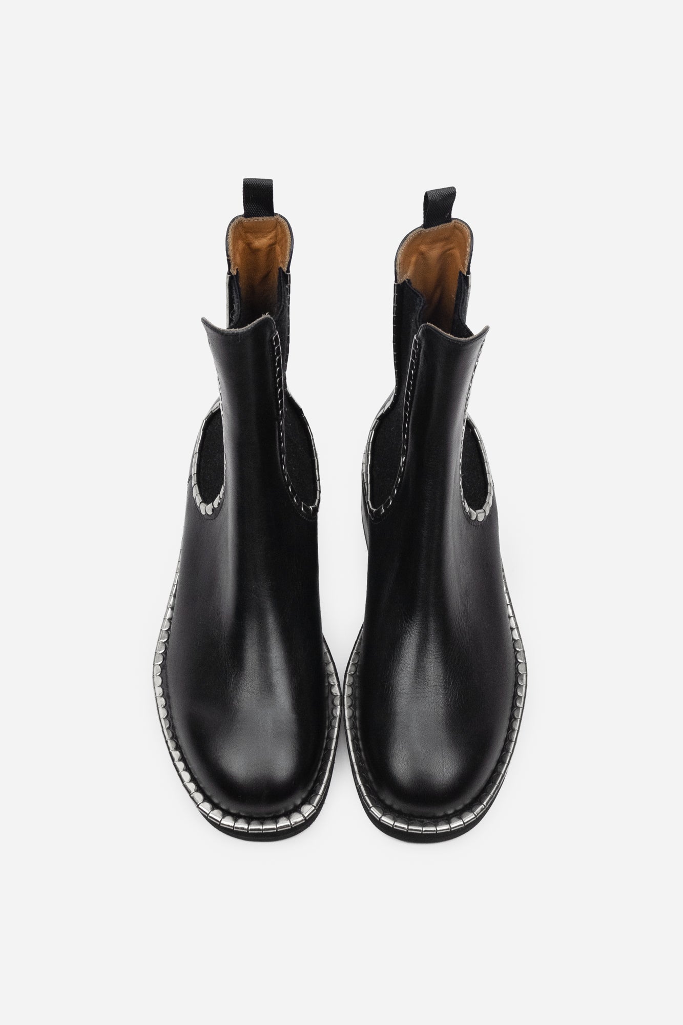 Black Leather Noua Chelsea Boot with Metal Stud Details