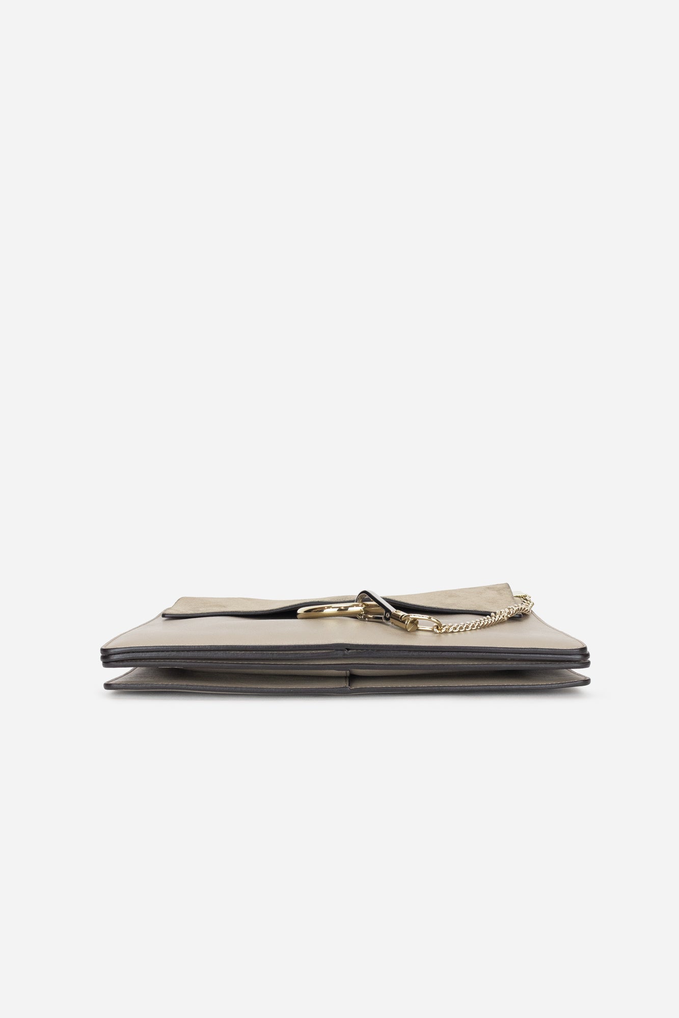 Taupe Suede and Leather Faye Shoulder Bag