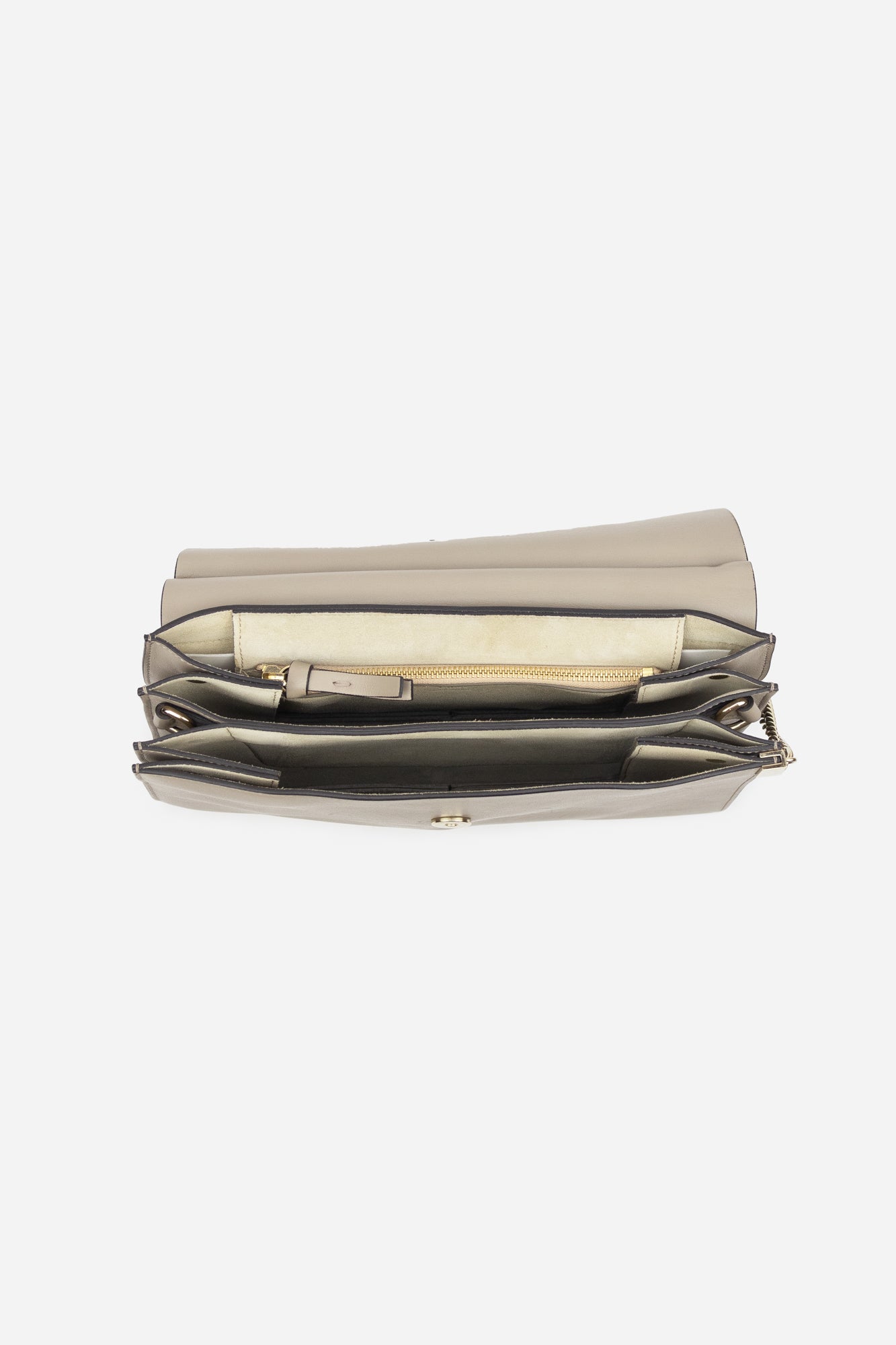 Taupe Suede and Leather Faye Shoulder Bag
