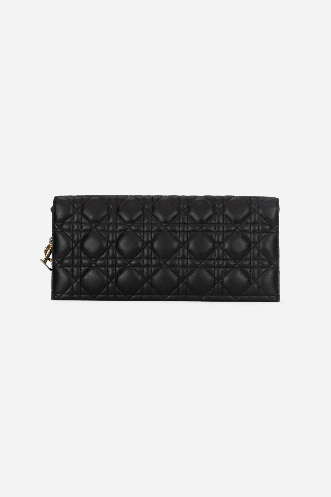 Lady Dior Cannage Black Lambskin Wallet on Chain
