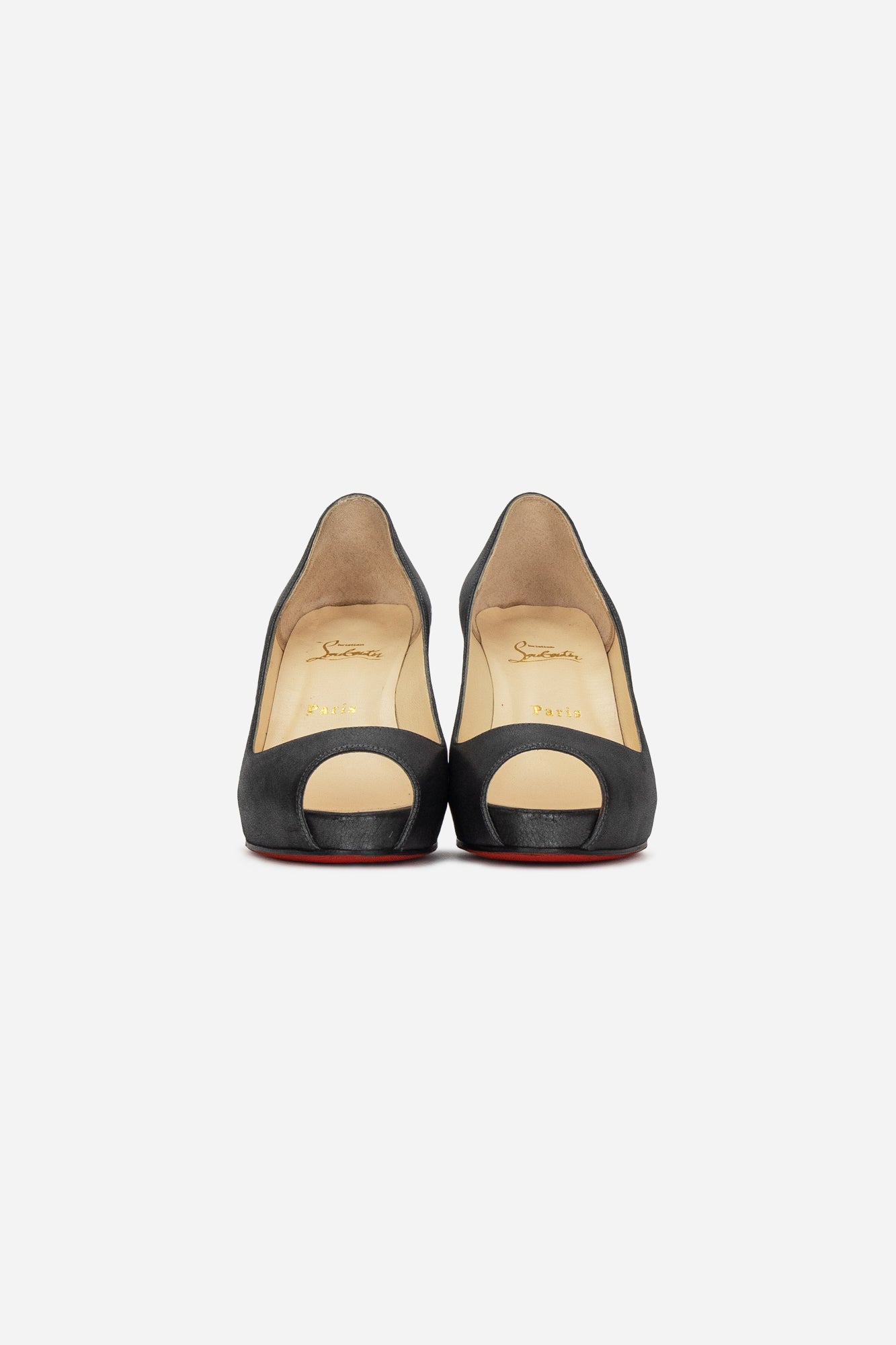 Metallic Gunmetal Leather Mater Claude 85 Open-Toe Pumps