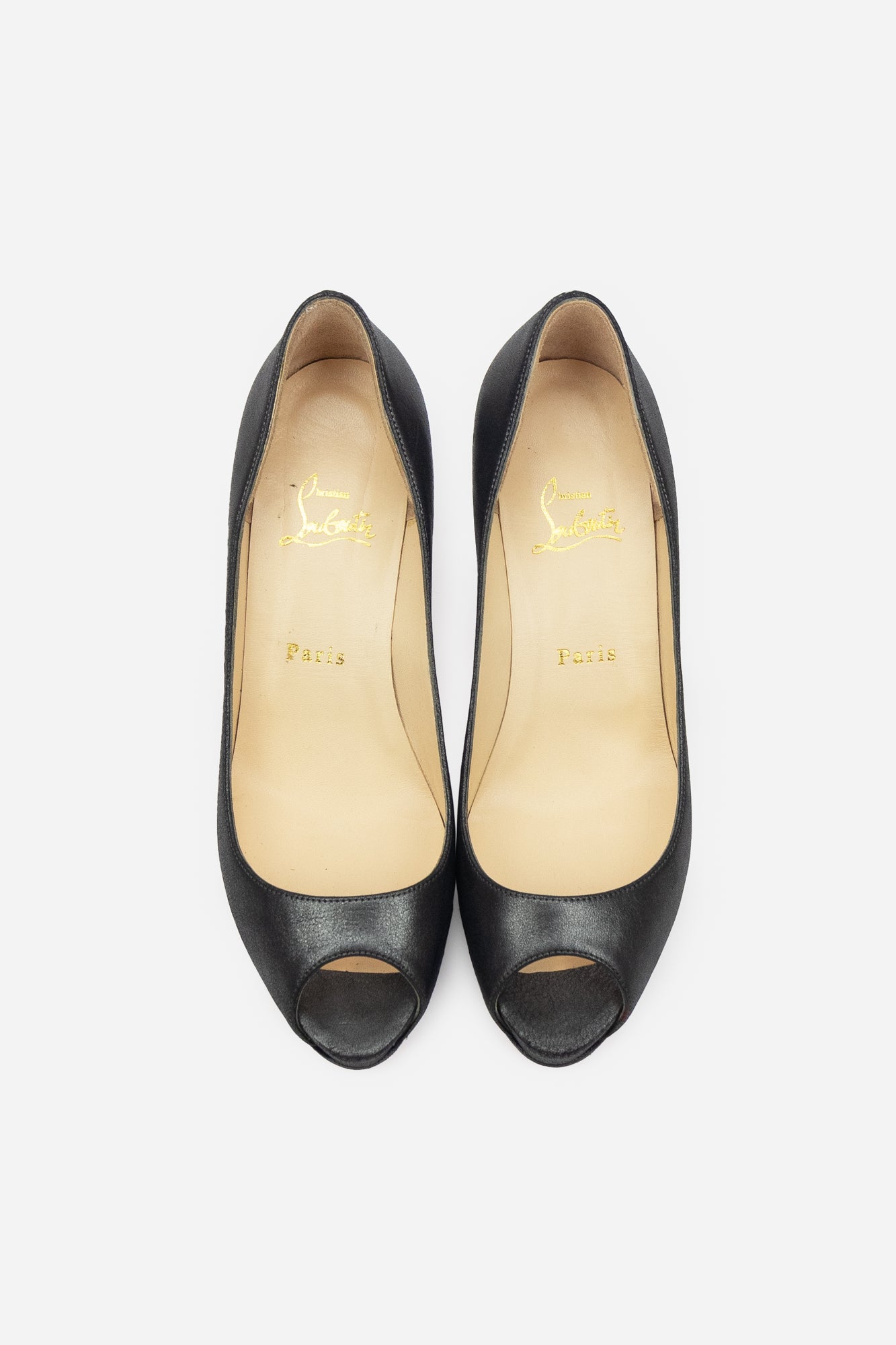 Metallic Gunmetal Leather Mater Claude 85 Open-Toe Pumps