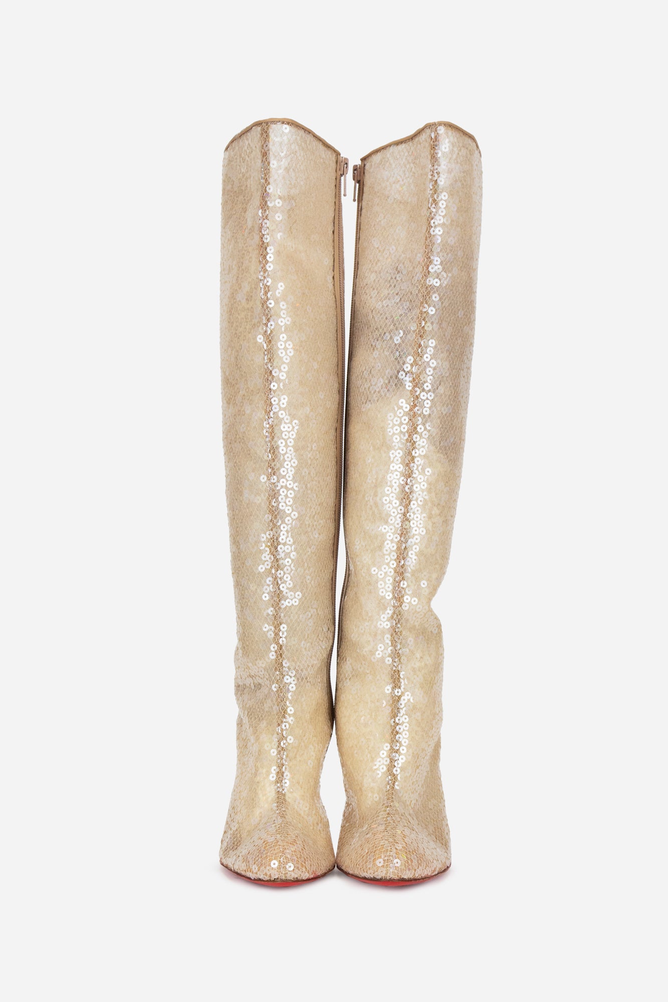 Nude Tenissina 100 Mesh Lace Sequin Knee High Boots
