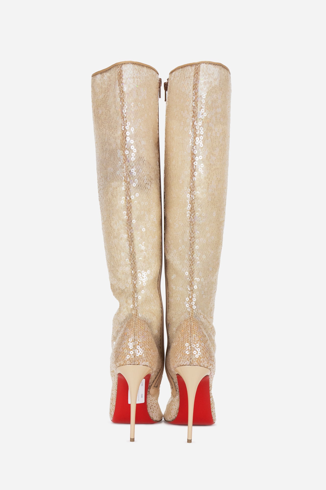 Nude Tenissina 100 Mesh Lace Sequin Knee High Boots