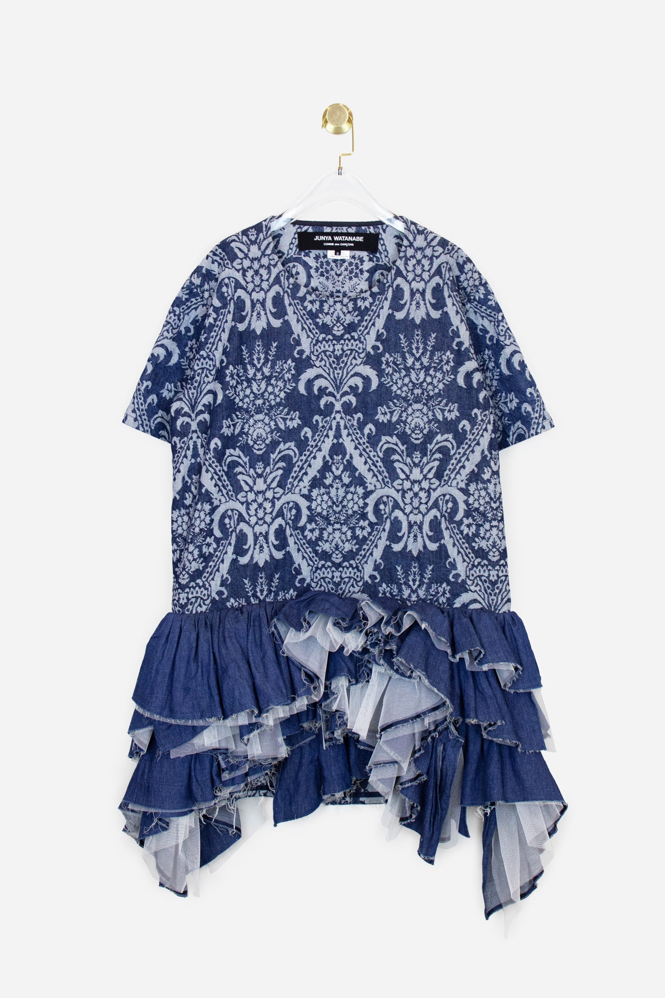 Junya Watanabe Blue Denim Jacquard Tulle Dress