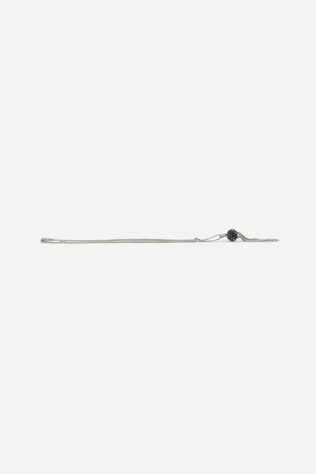Silver and Hematine Osetra Small Tassel Chain Pendant Necklace