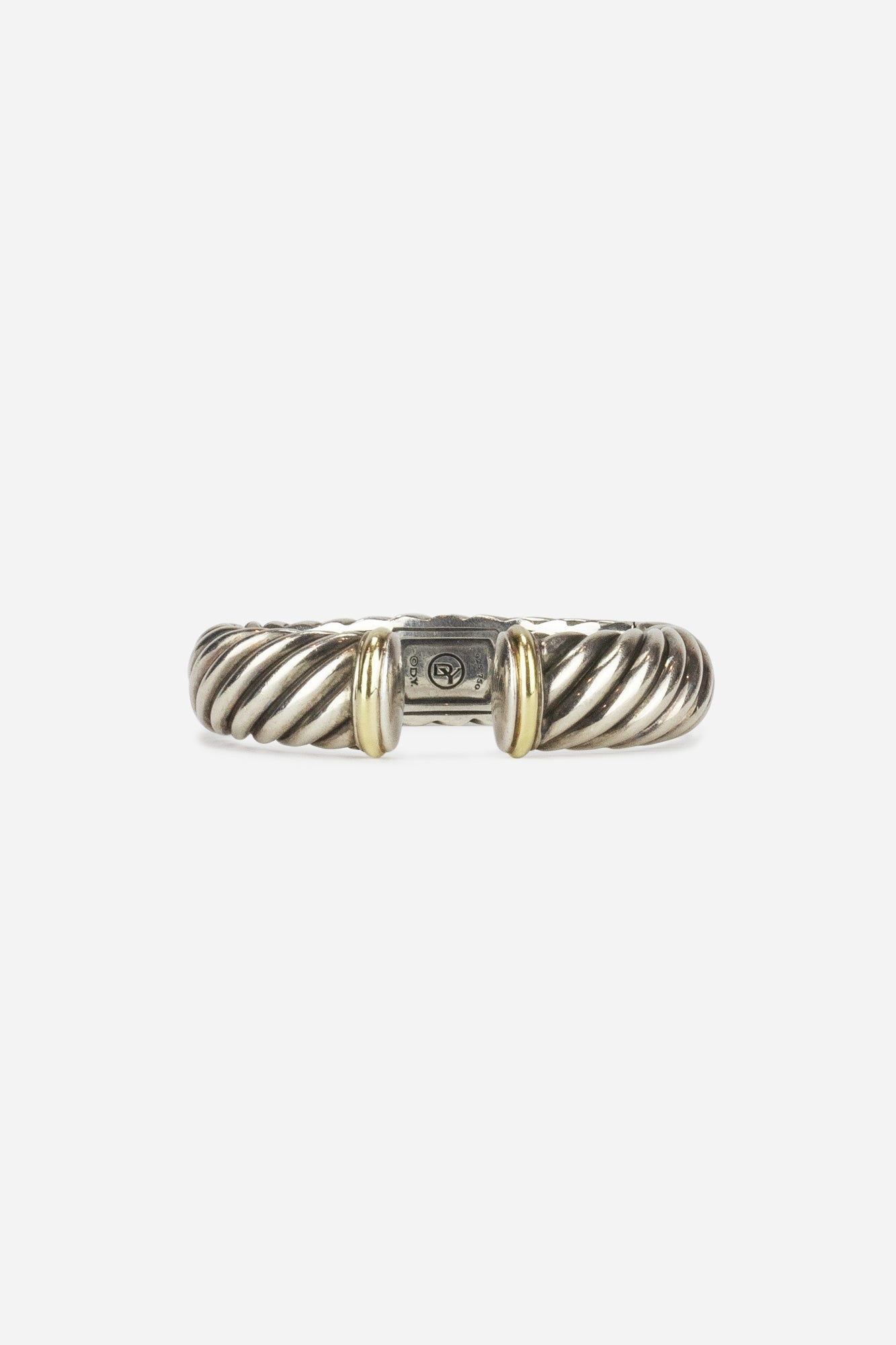 Yellow Gold Accented Silver Sculpted Cable Cuff Bracelet