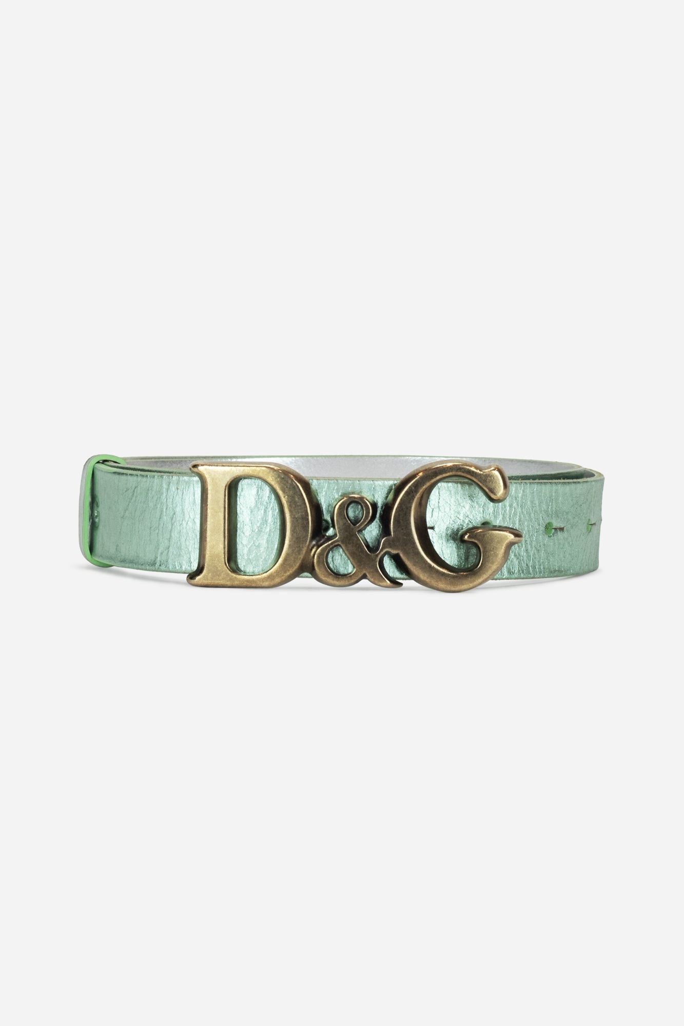 Metallic Mint Leather Buckle Belt