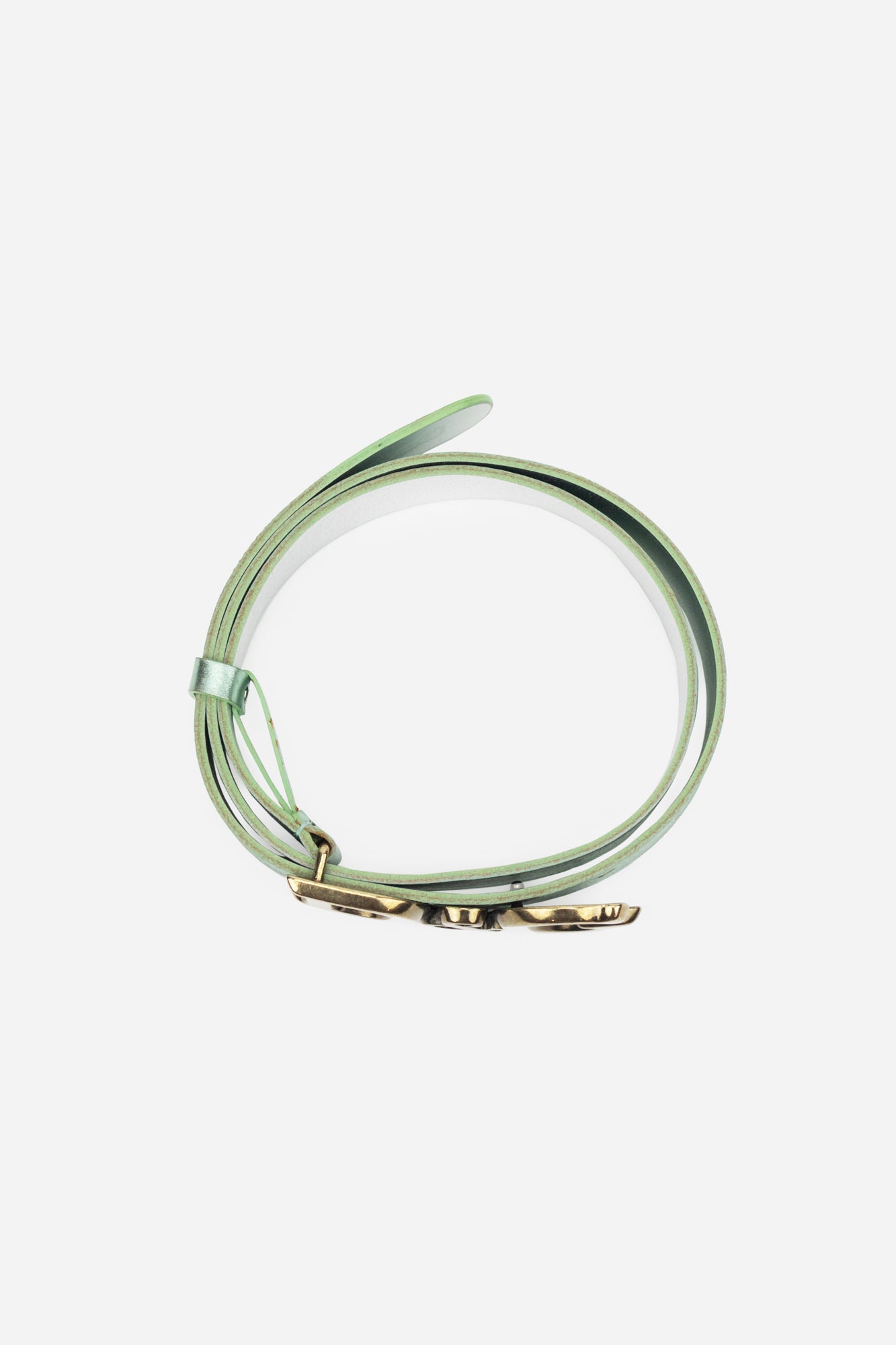 Metallic Mint Leather Buckle Belt