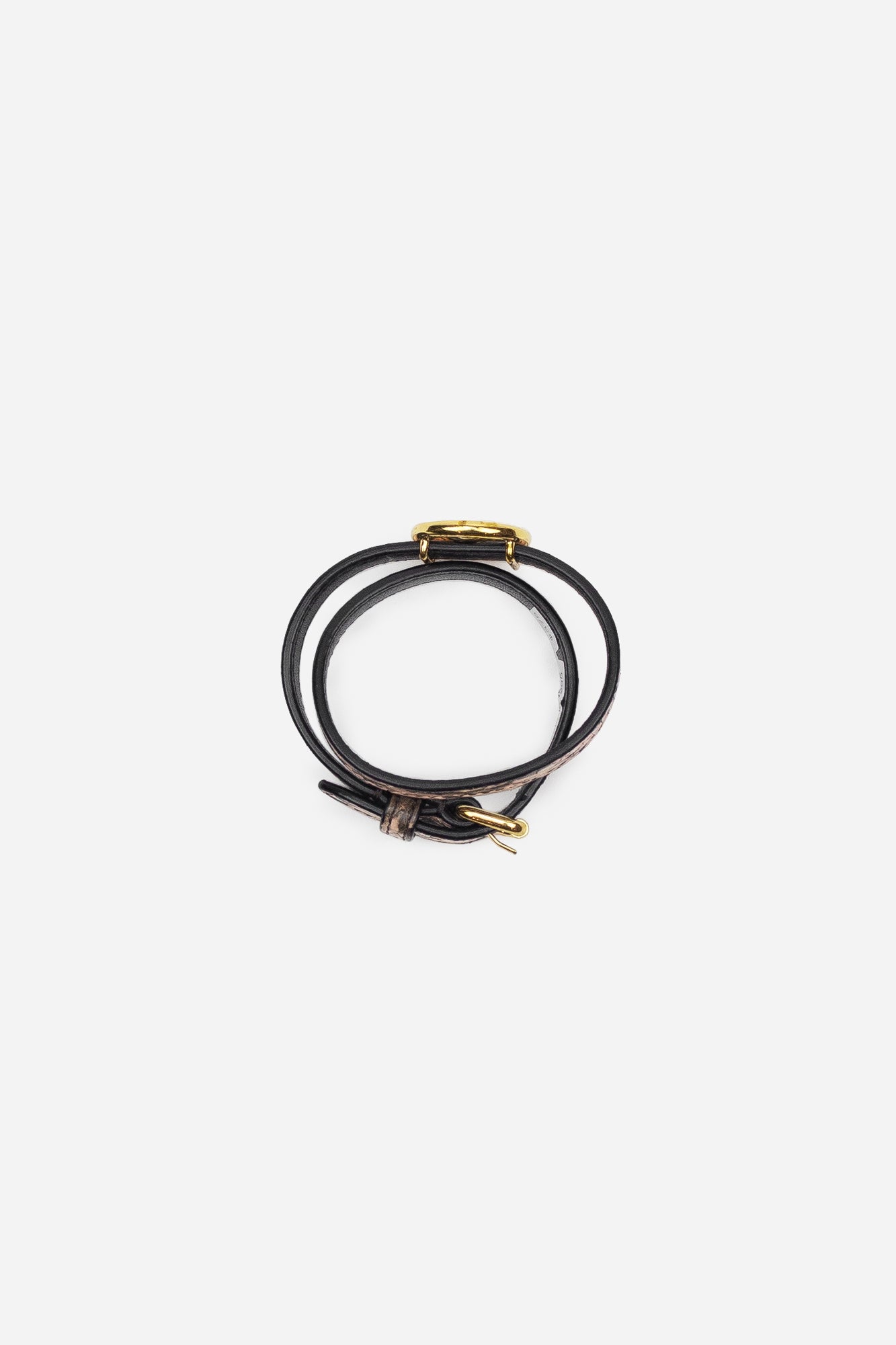 Pink Python Leather F Double Wrap Bracelet
