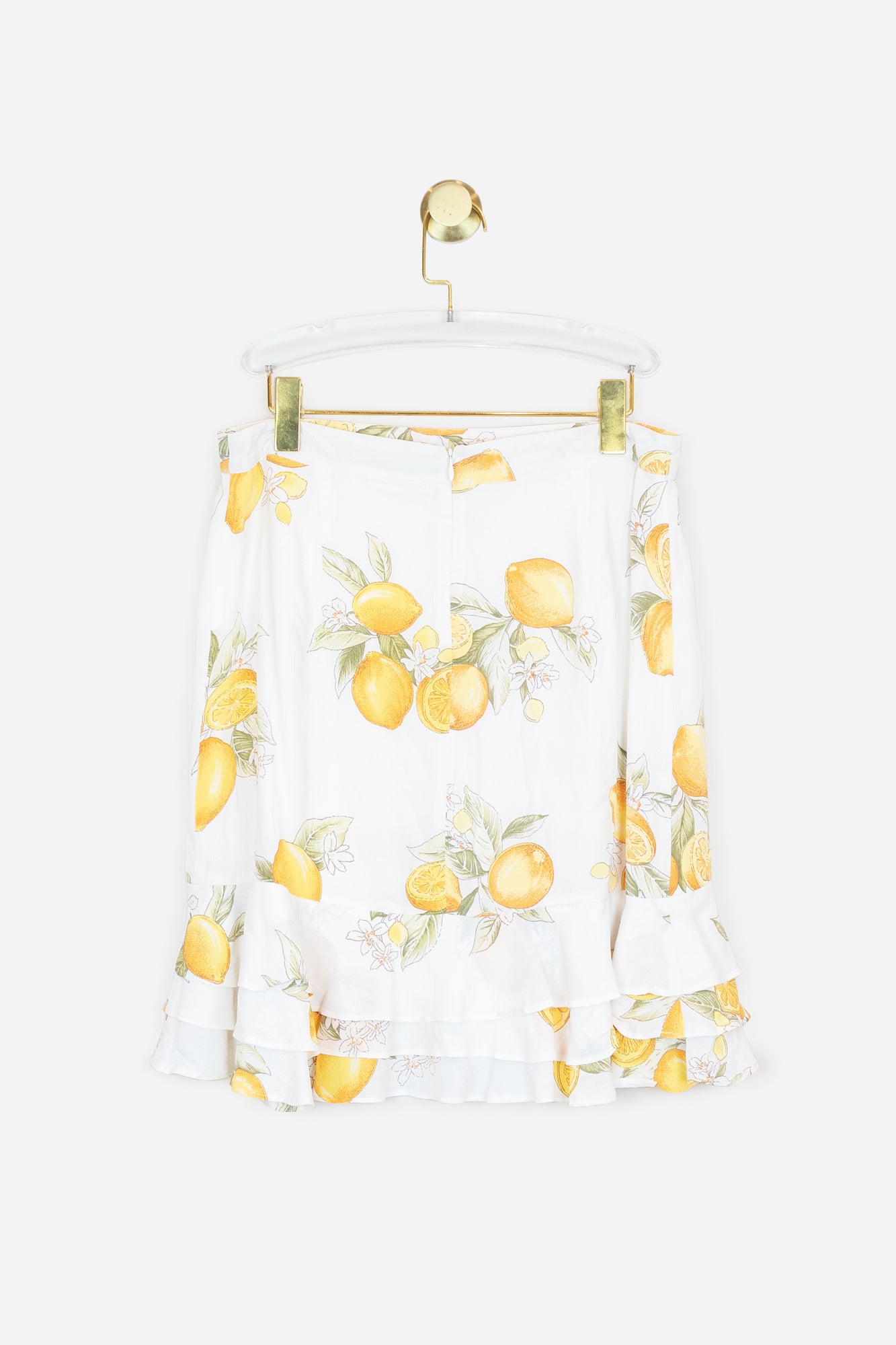 White and Yellow Lemon Printed Natalia Skirt