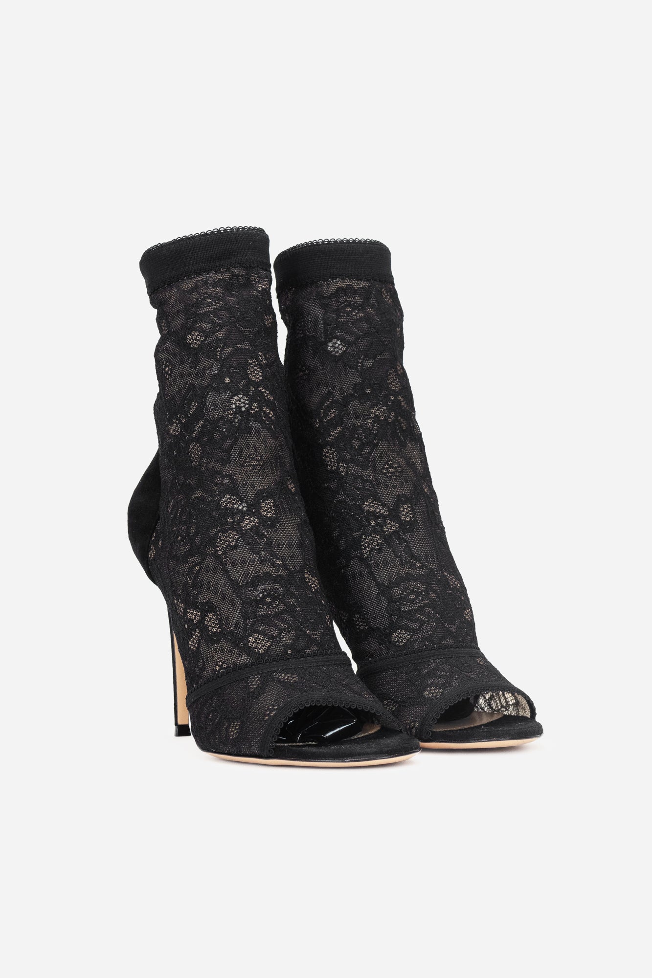 Black Lace Pattern Boots