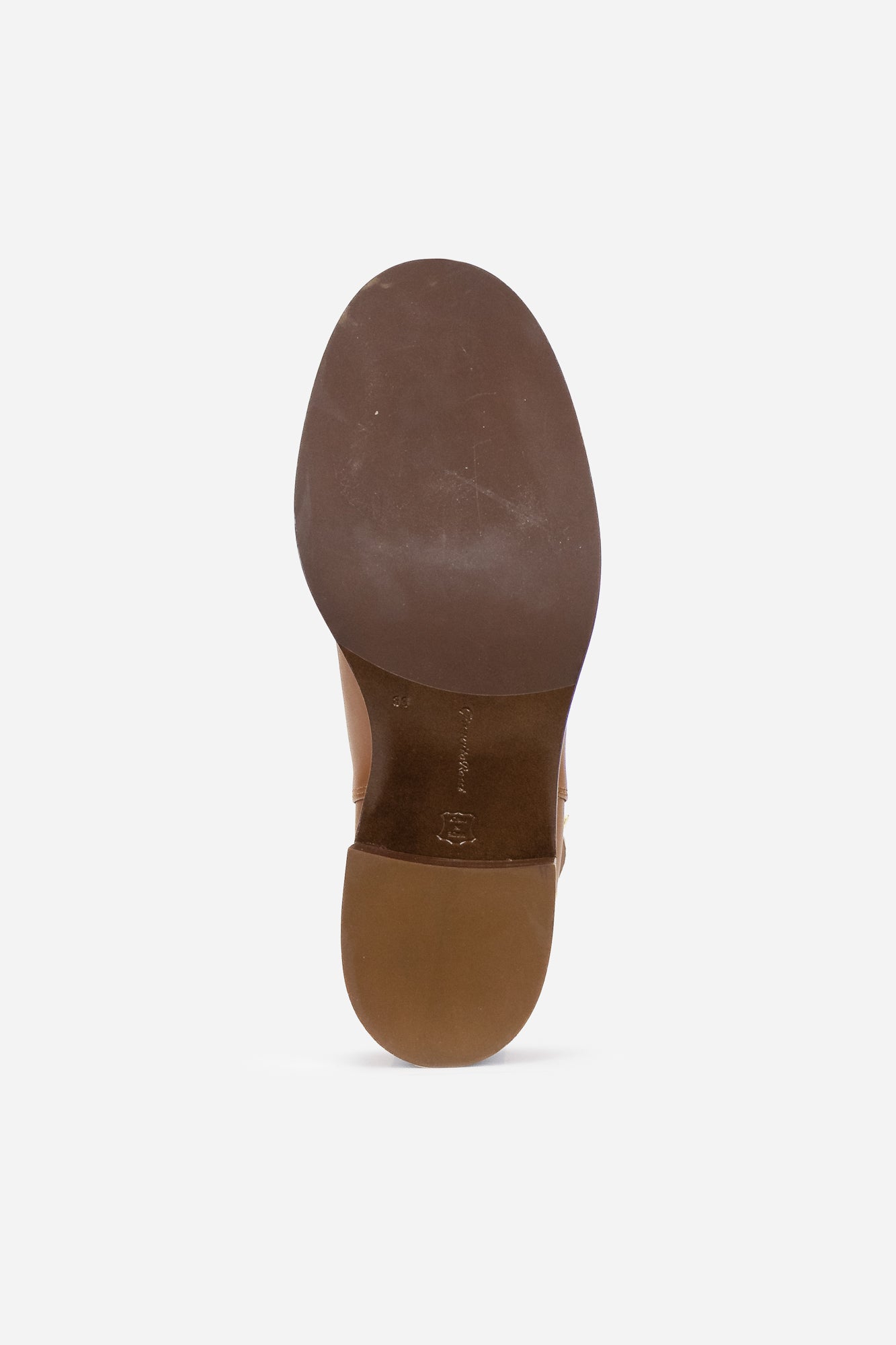 Brown Leather Riding Boots with Buckle Details