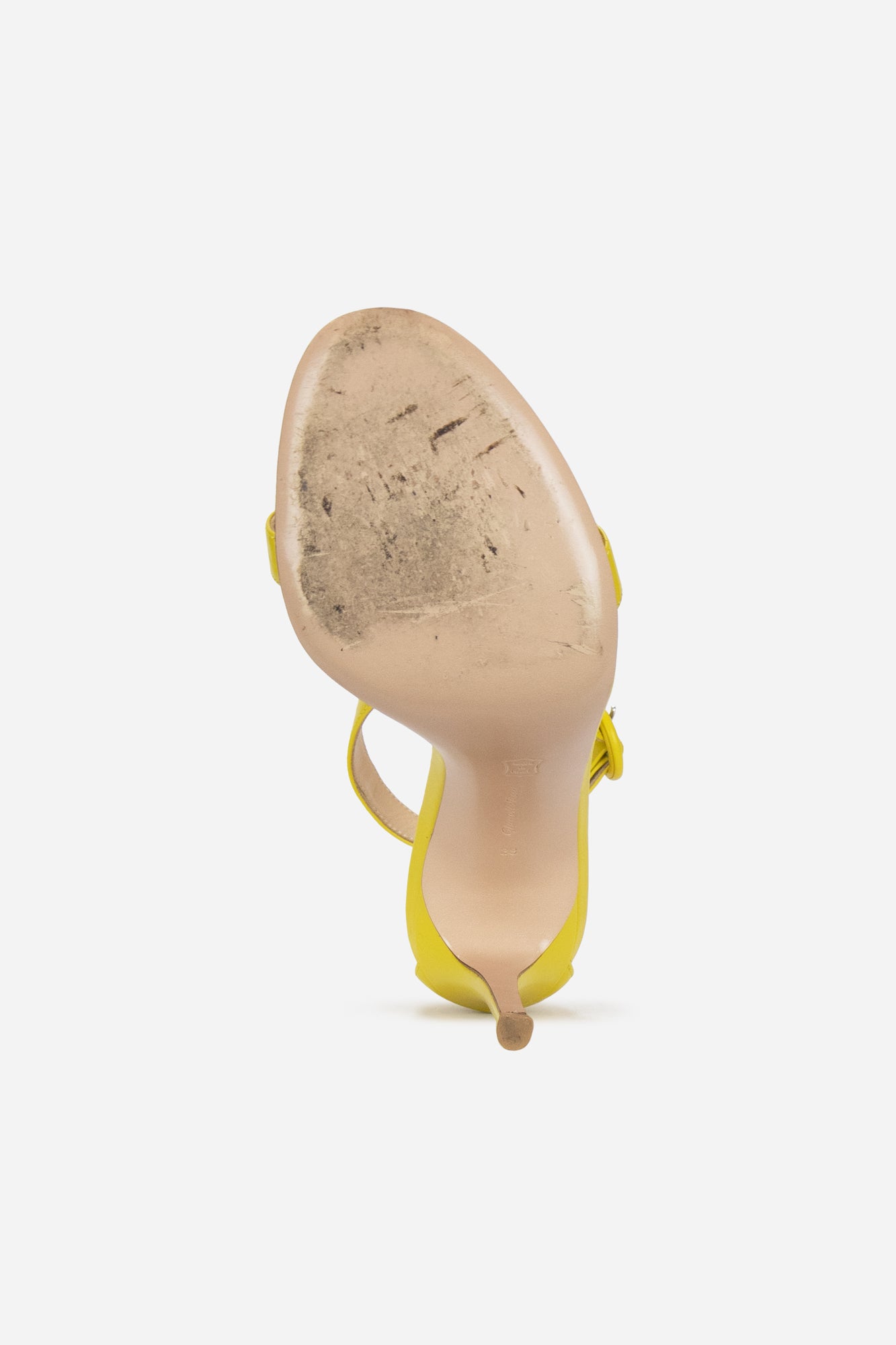 Yellow Leather Strappy Sandals