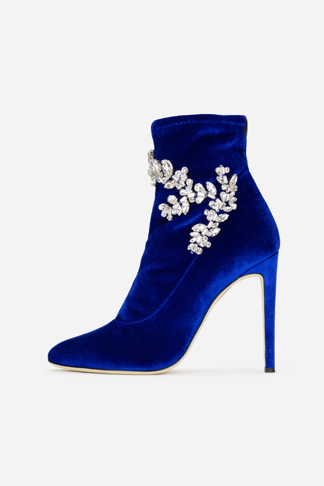 Blue Celeste Crystal Boots Velvet