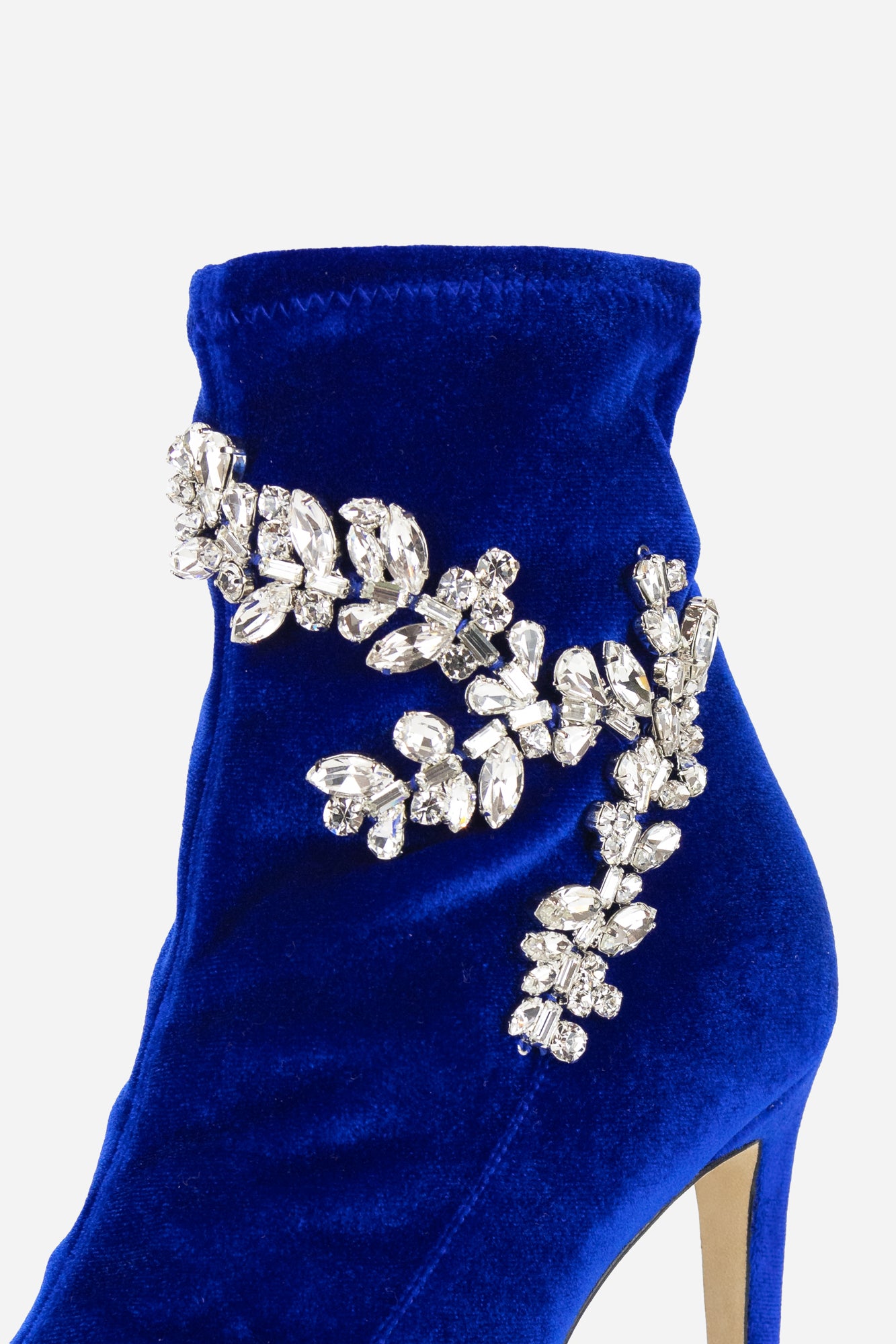 Blue Celeste Crystal Boots Velvet