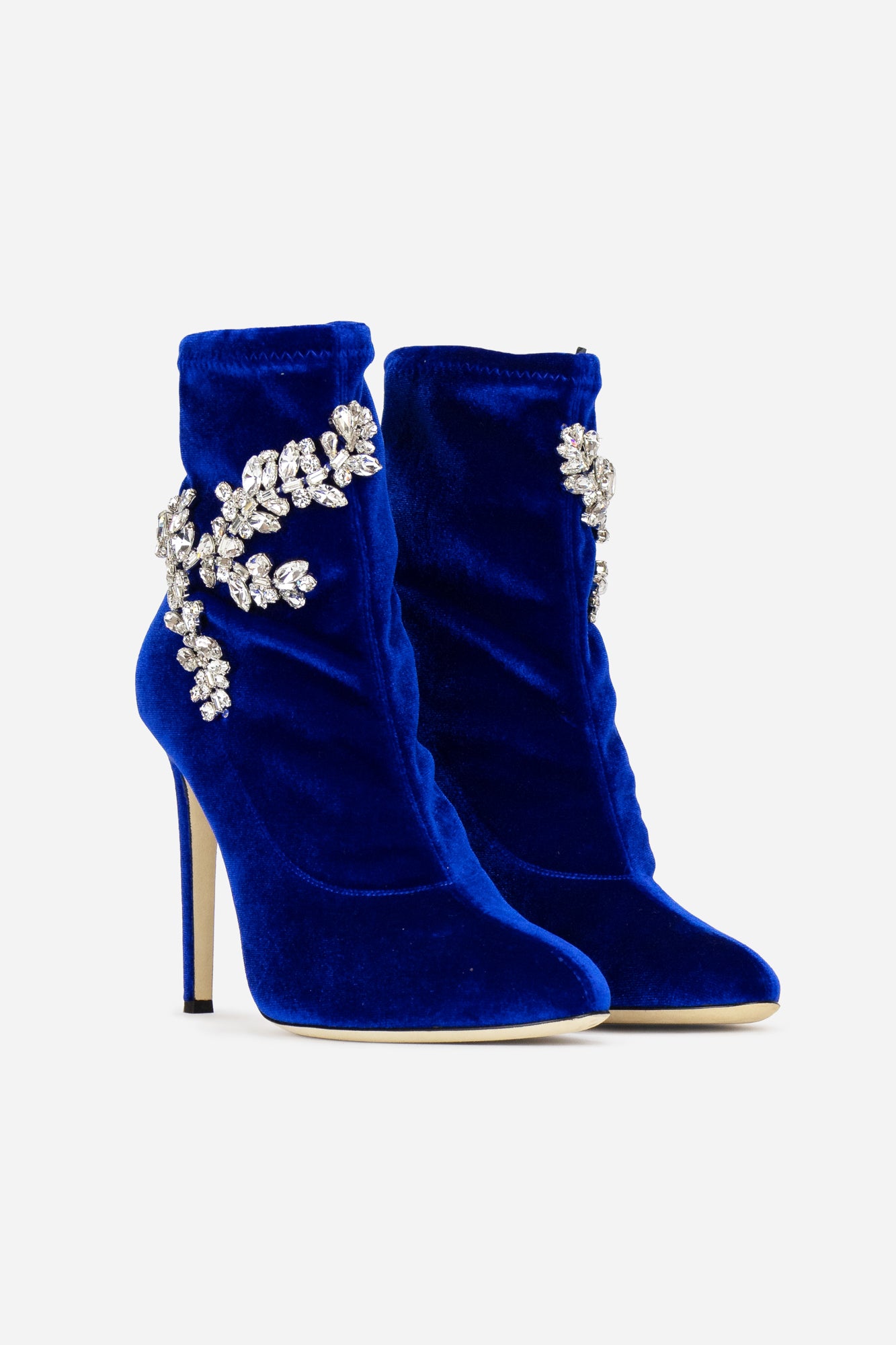 Blue Celeste Crystal Boots Velvet