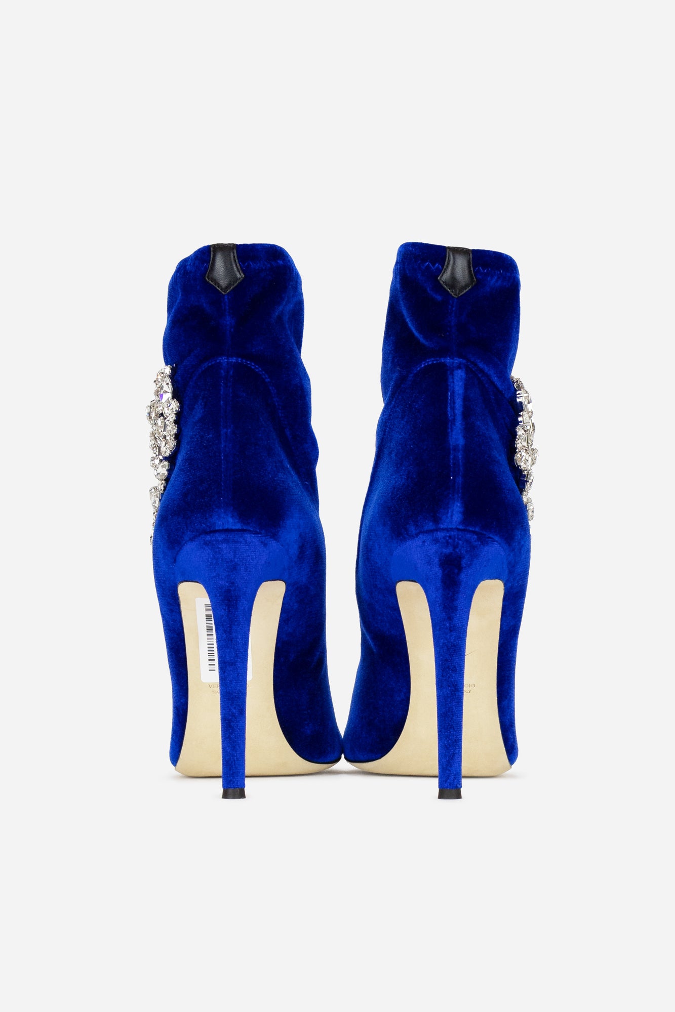 Blue Celeste Crystal Boots Velvet