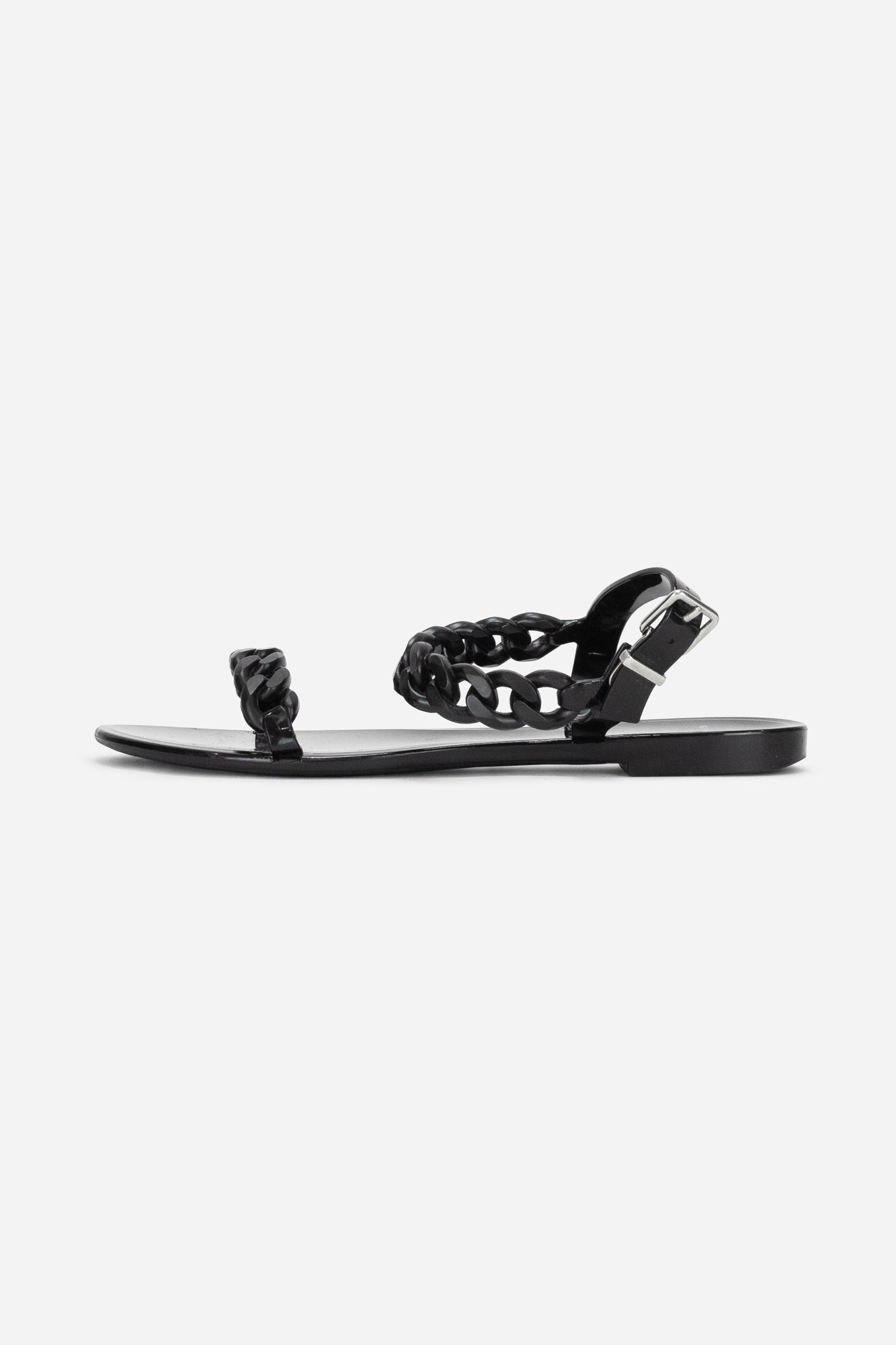 Black Rubber Chain Sandals