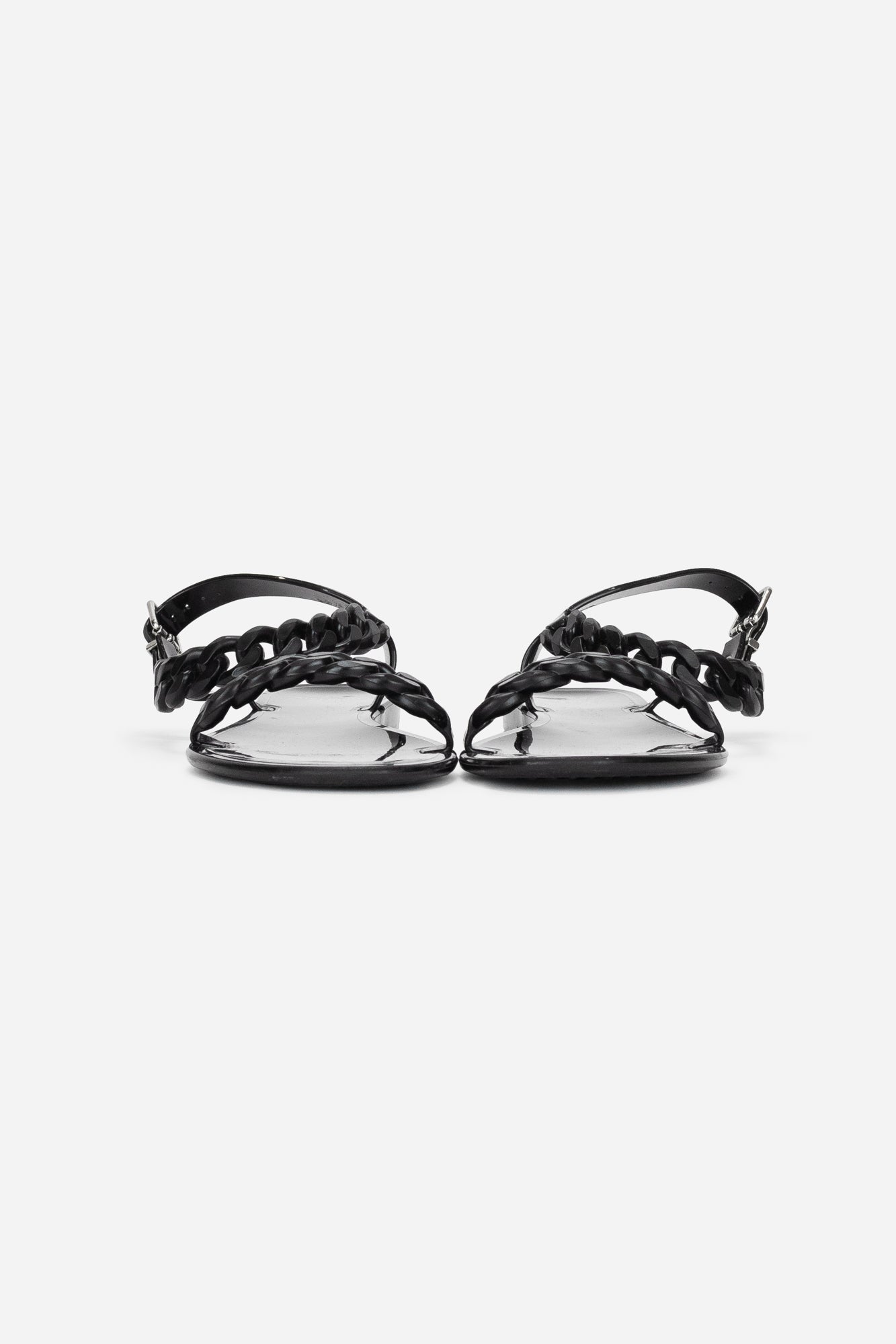 Black Rubber Chain Sandals