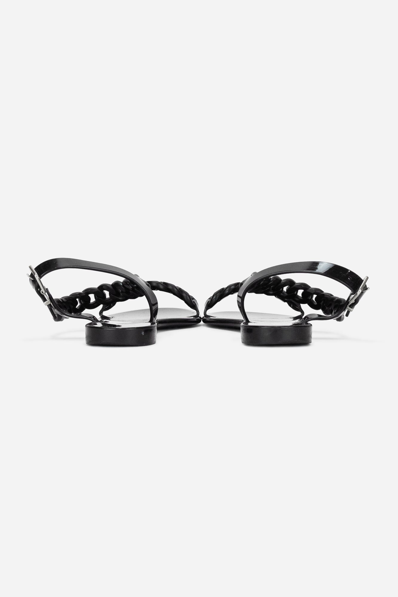 Black Rubber Chain Sandals