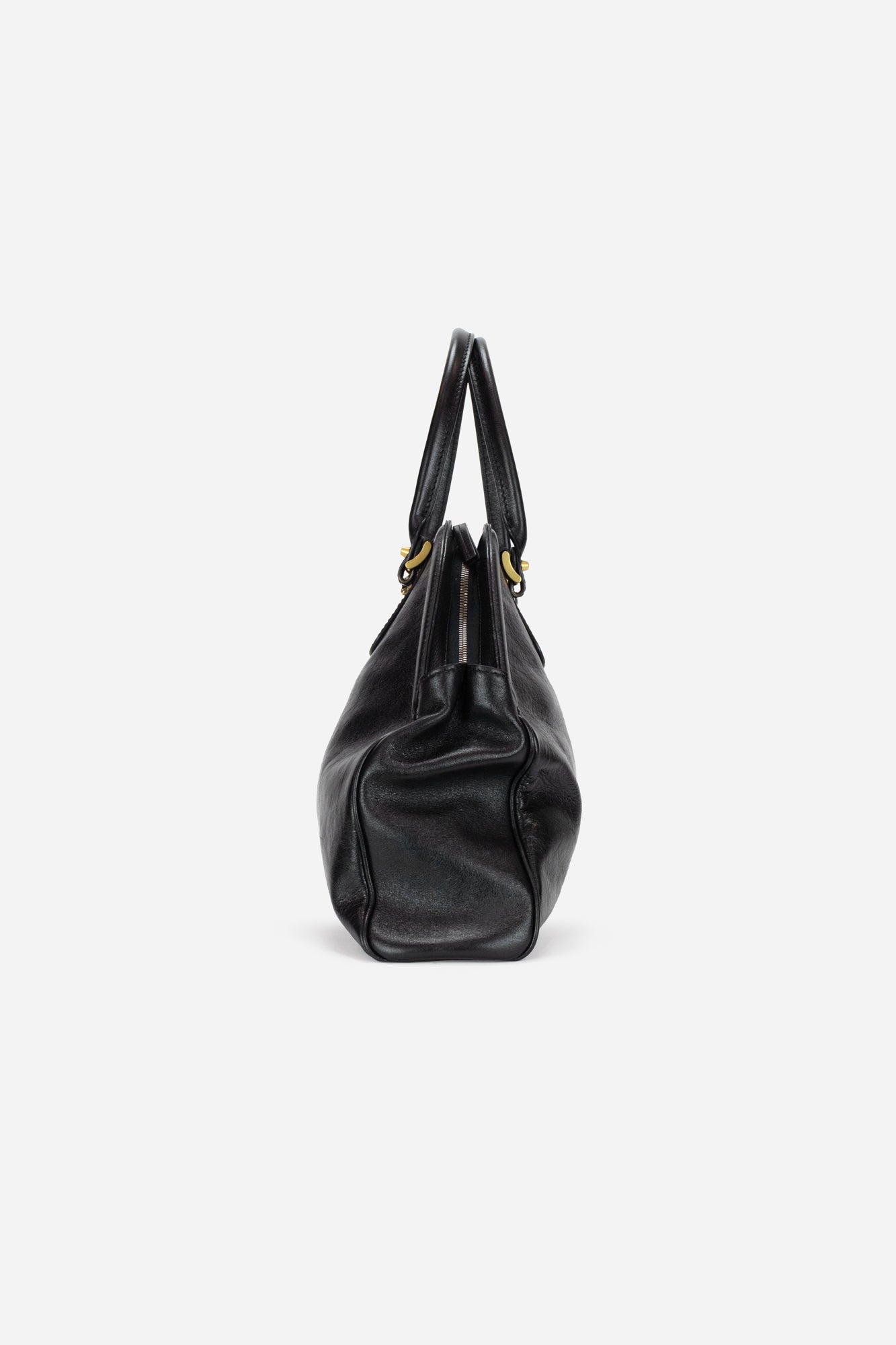 Black Leather GG Large Rebelle Top Handle Bag