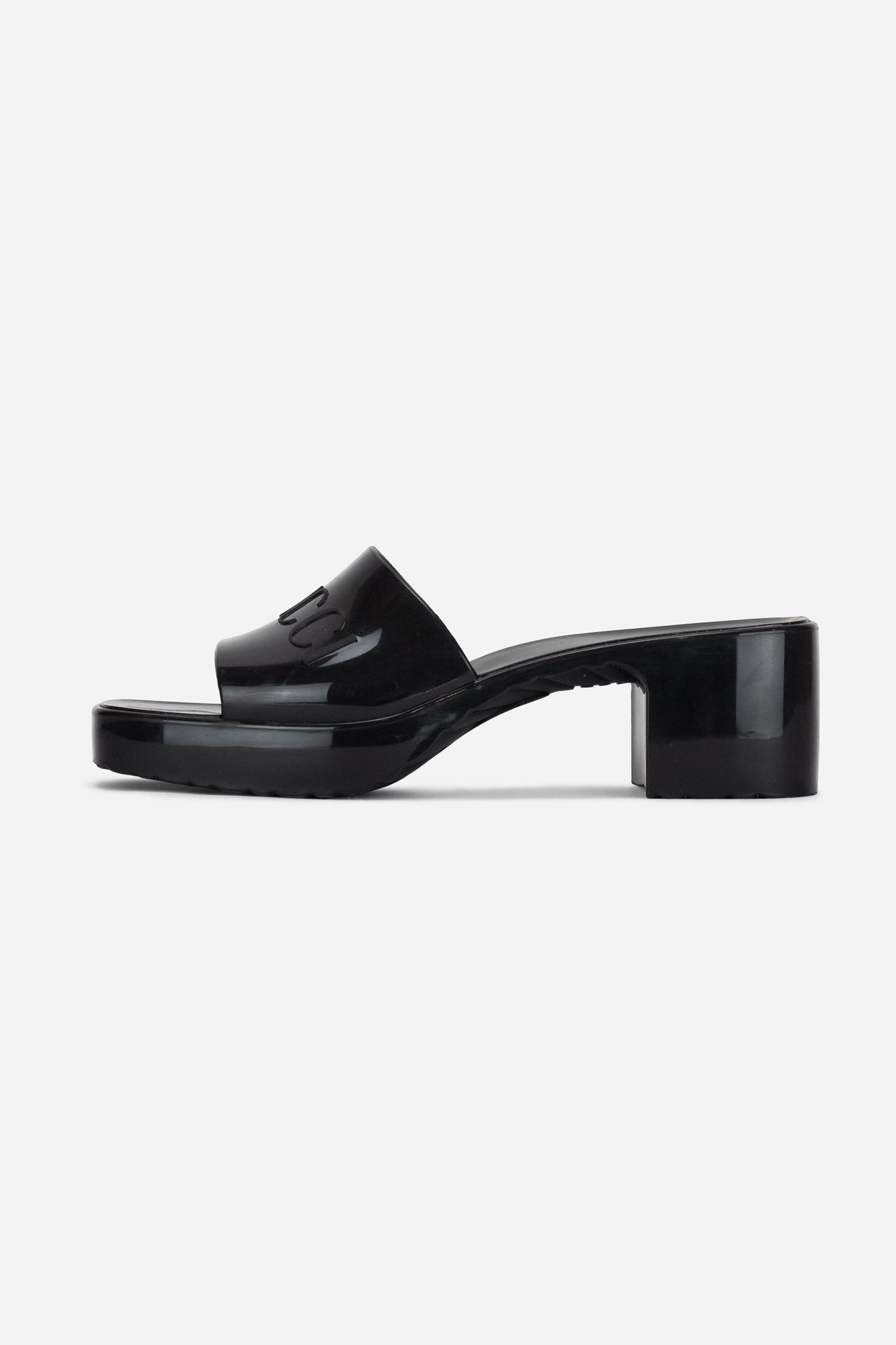 Black Rubber Slide Sandals