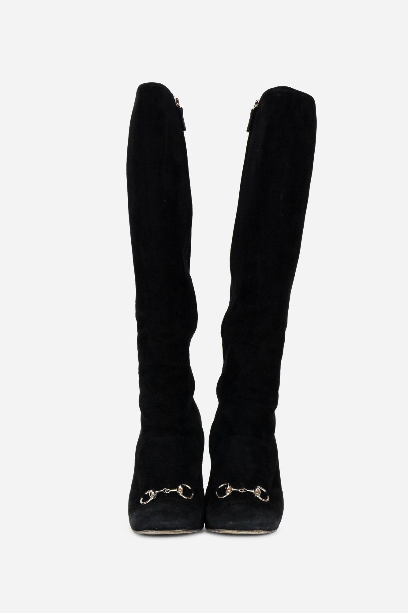 Black Suede Knee High with Horse-Bit & Tongue