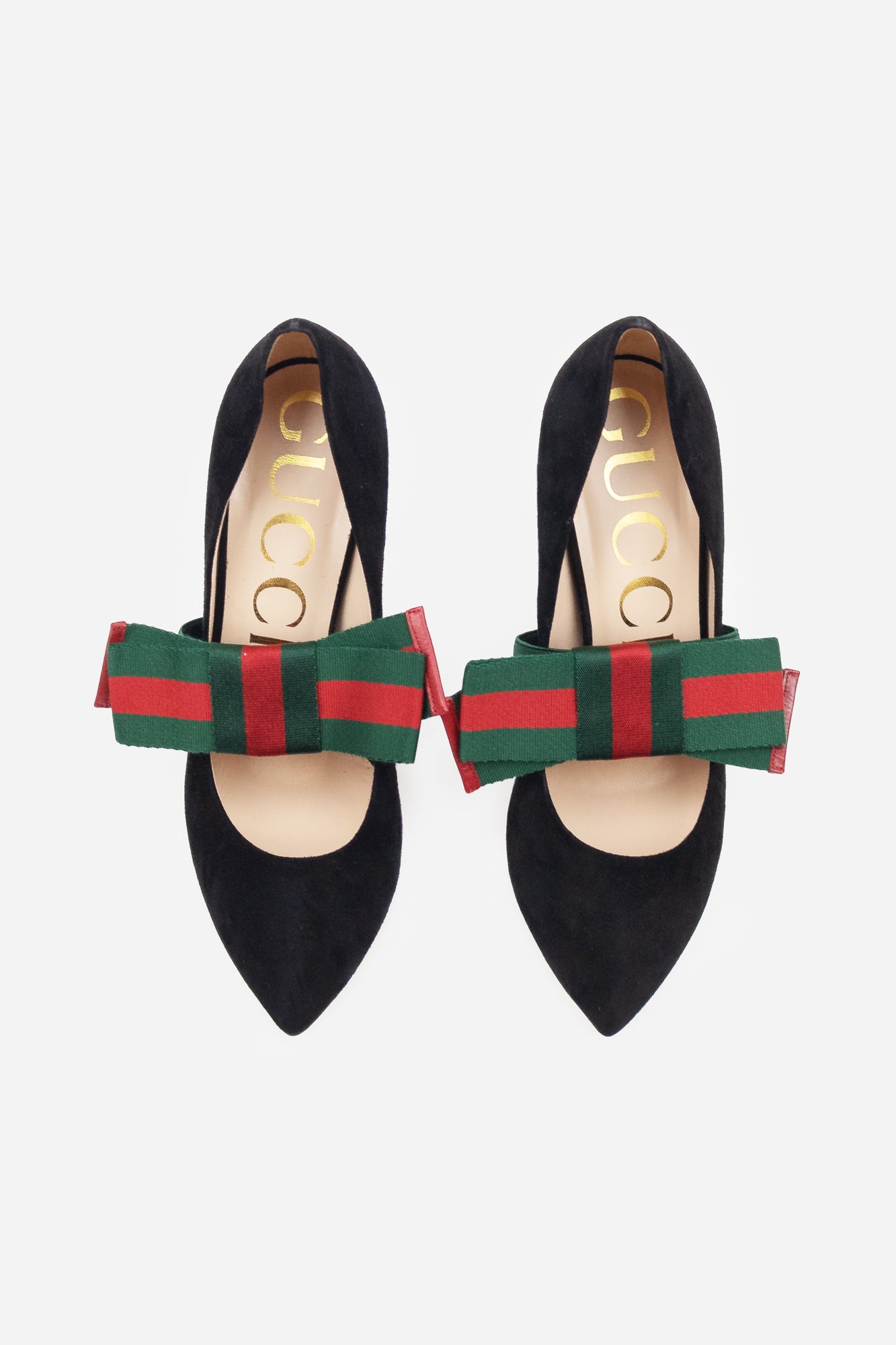 Black Suede Striped D'Orsay Pumps