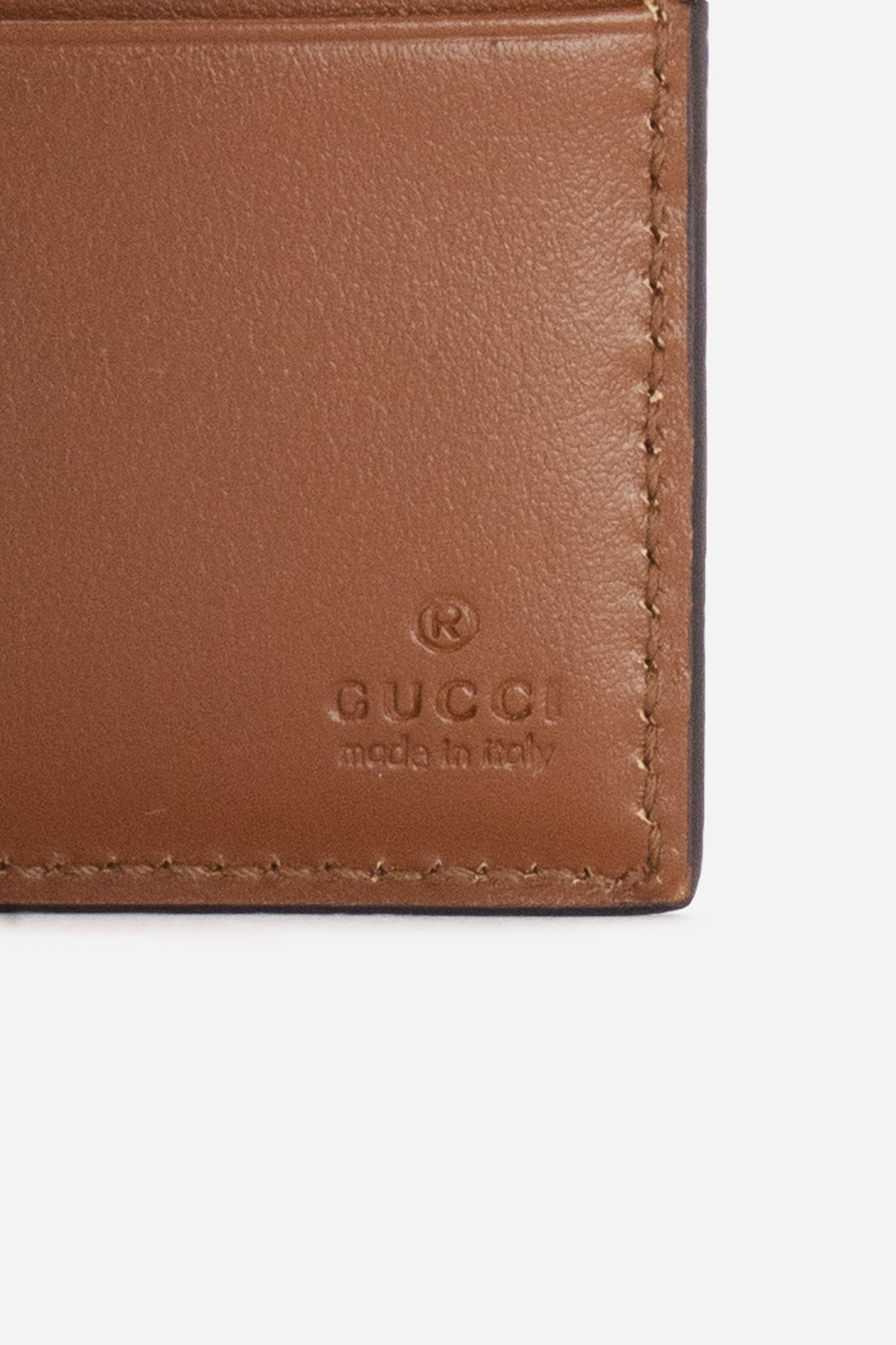 Brown Leather Logo Bi-Fold Wallet