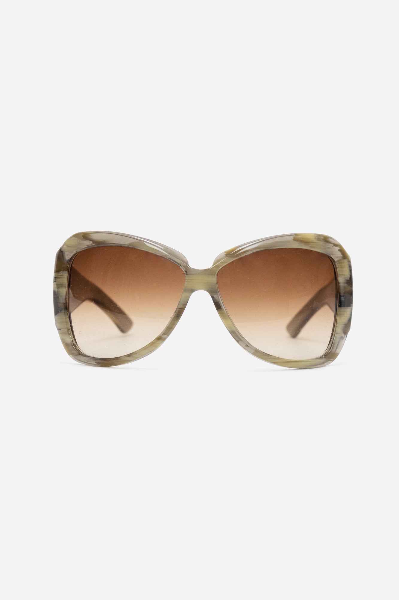 Olive Green and beige Shield Oversized Sunglasses