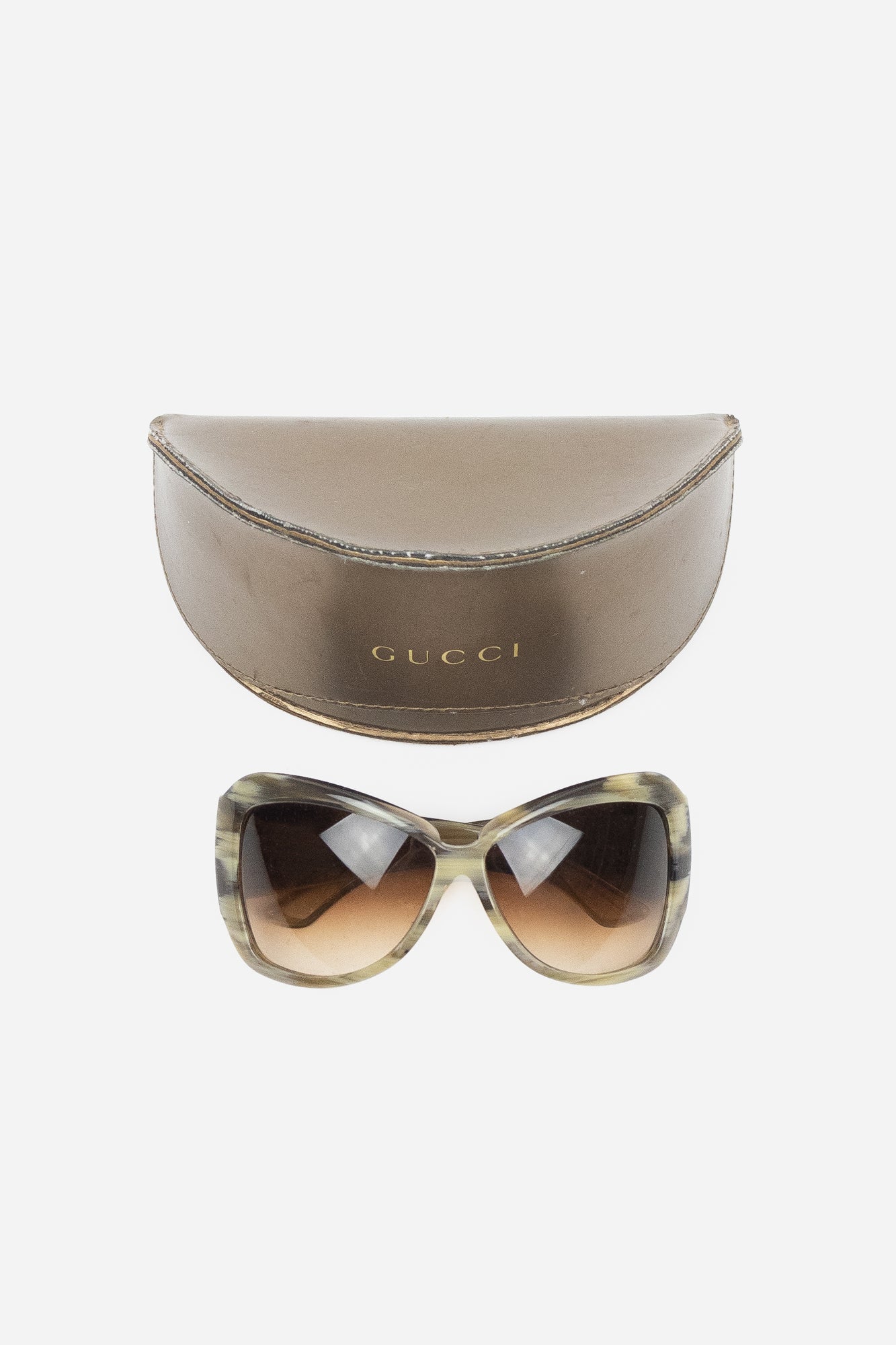Olive Green and beige Shield Oversized Sunglasses