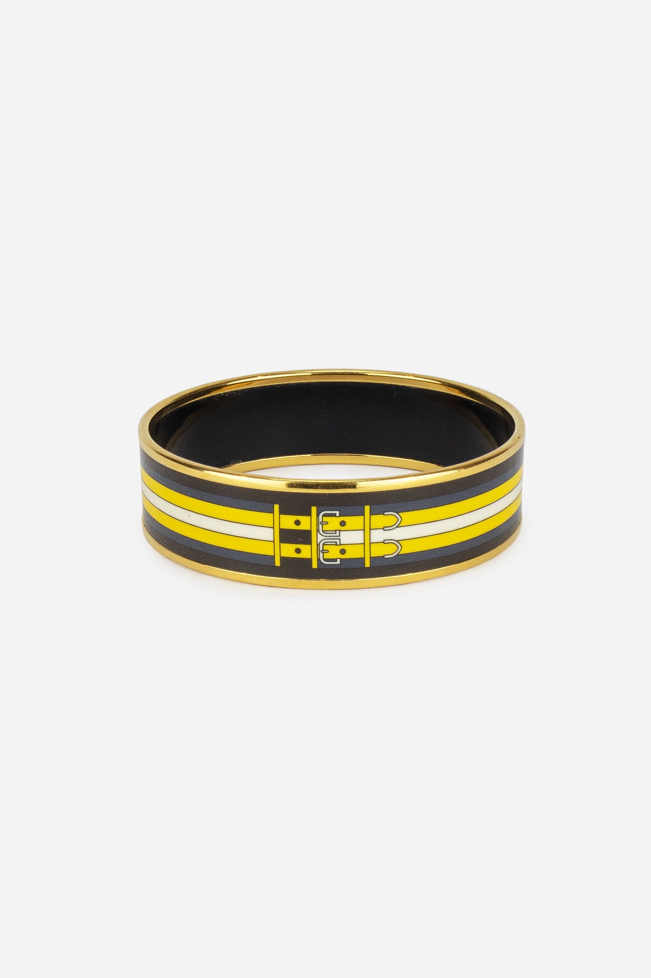 Wide Enamel Buckle Print Bangle