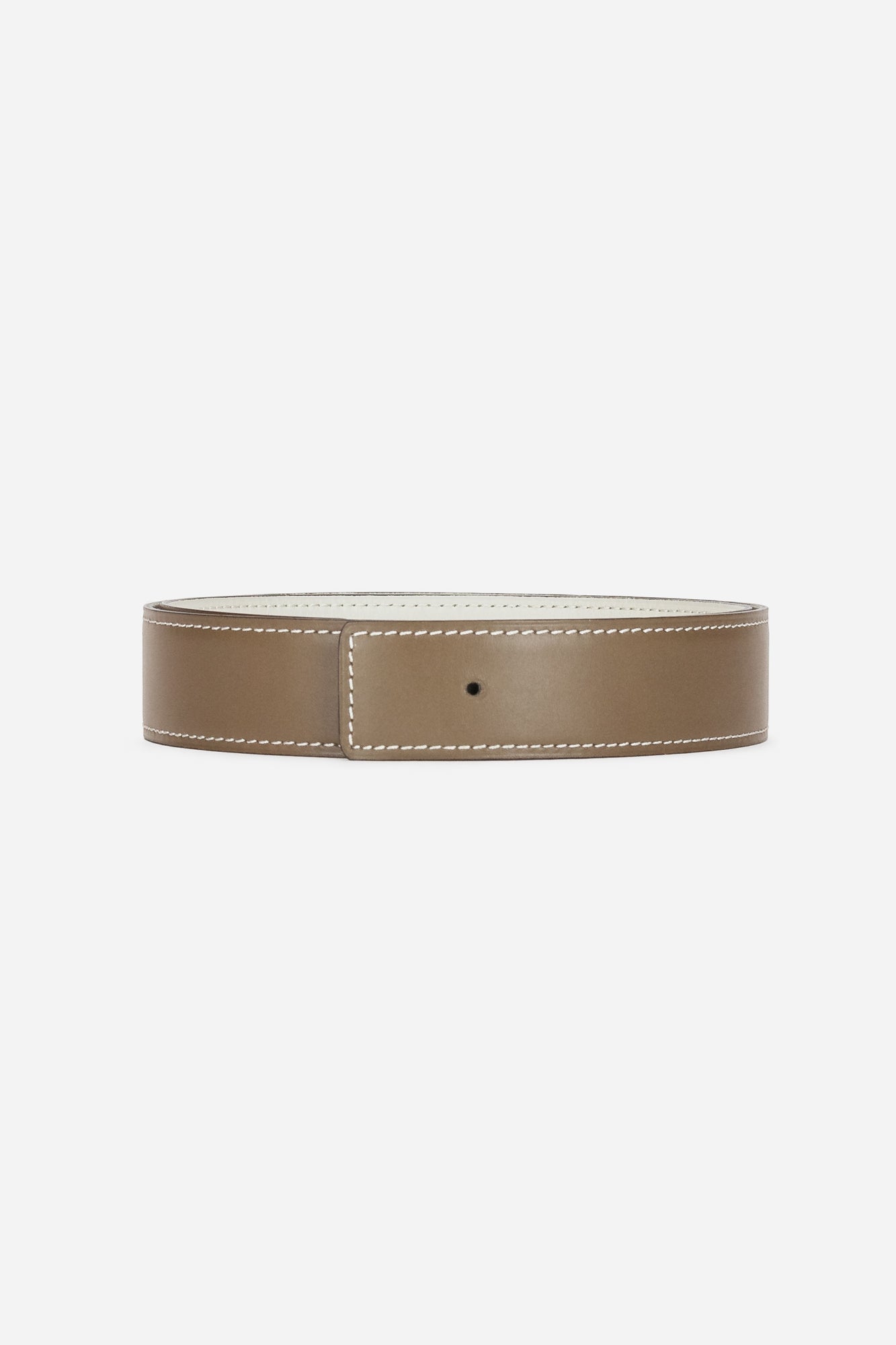 Taupe Leather H Belt Strap