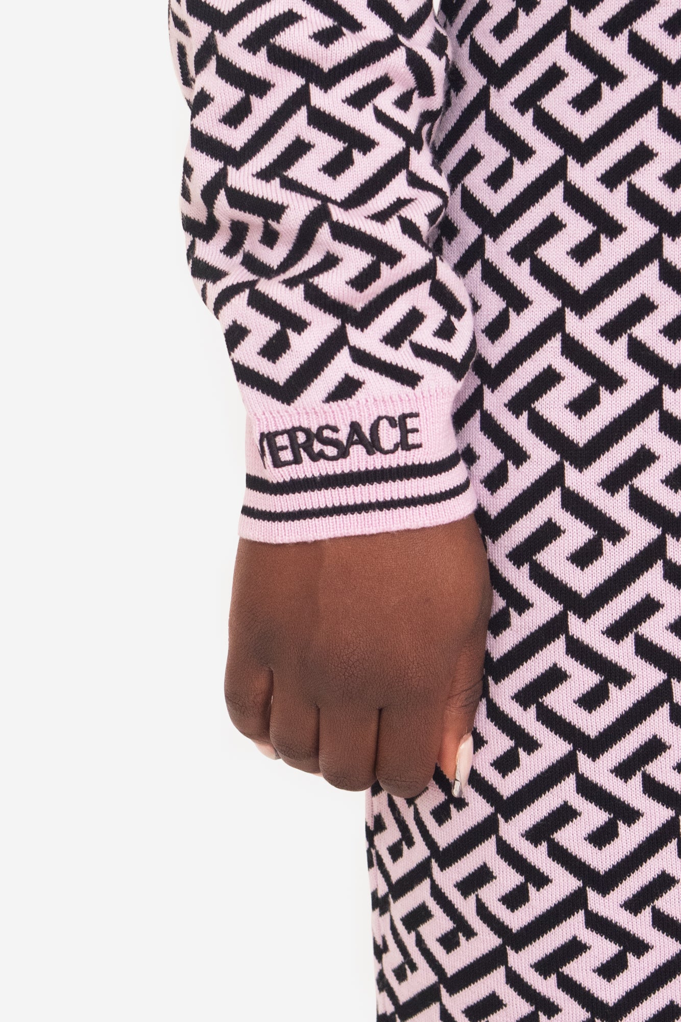 La Greca Black and Pink Printed Sweater Dress