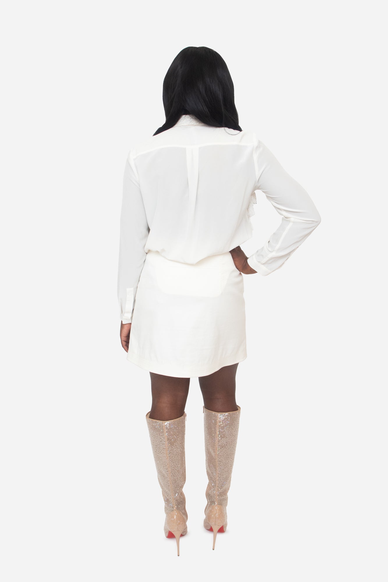 White fringed Collared Blouse