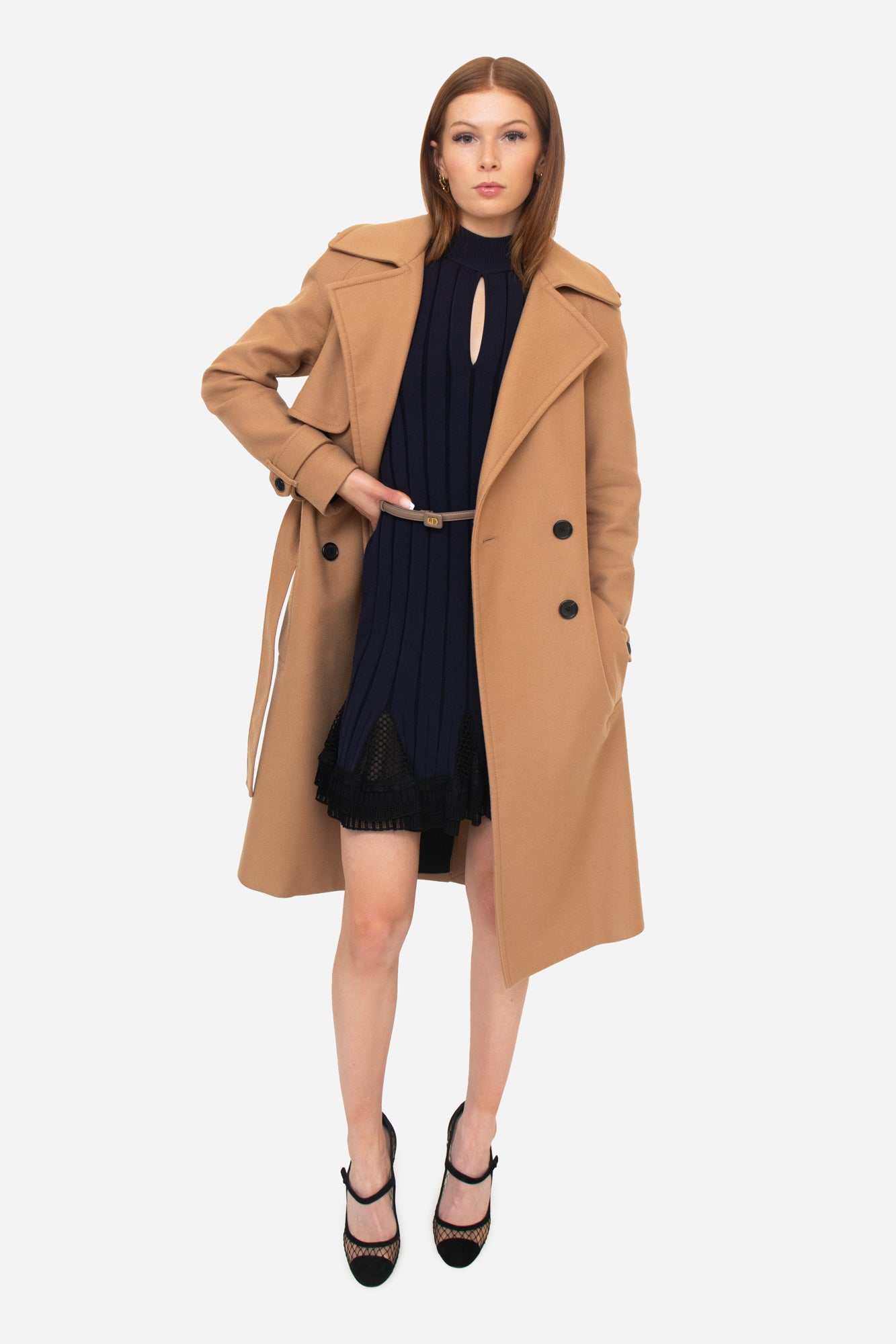 Camel Lined Wool/Cashmere Button Up Coat