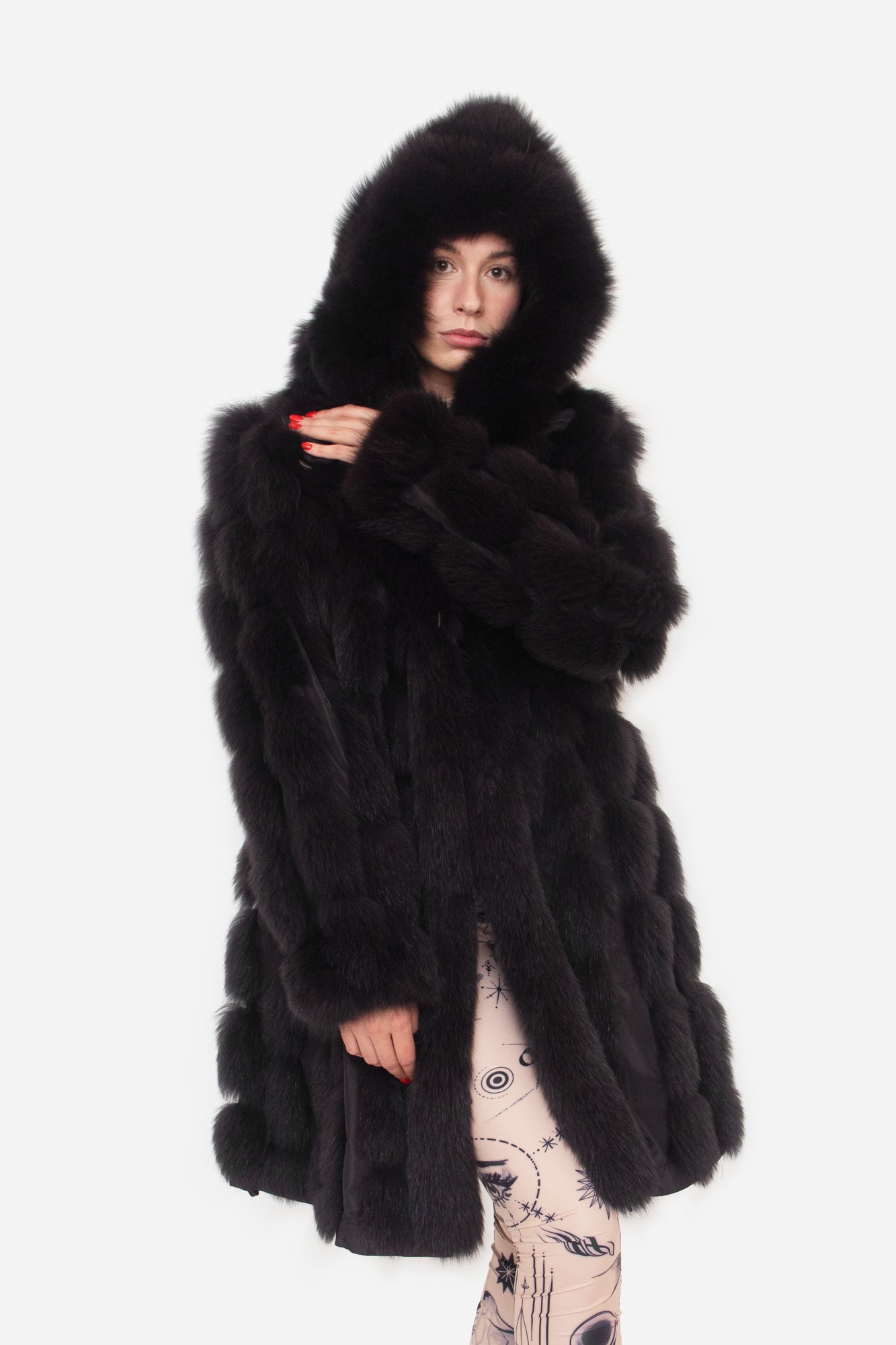 Dark Burgundy Reversible Fox Fur Coat