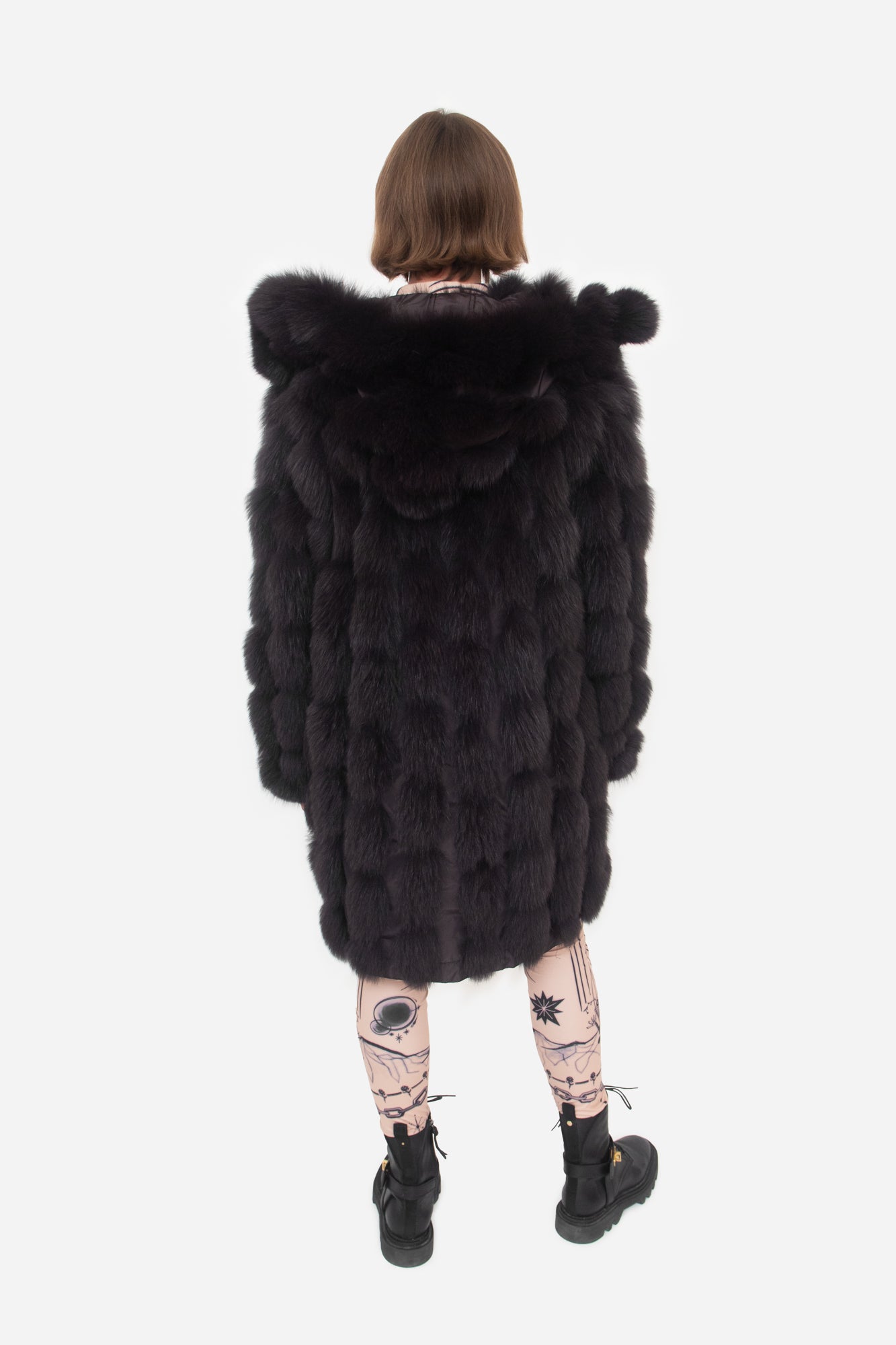 Dark Burgundy Reversible Fox Fur Coat