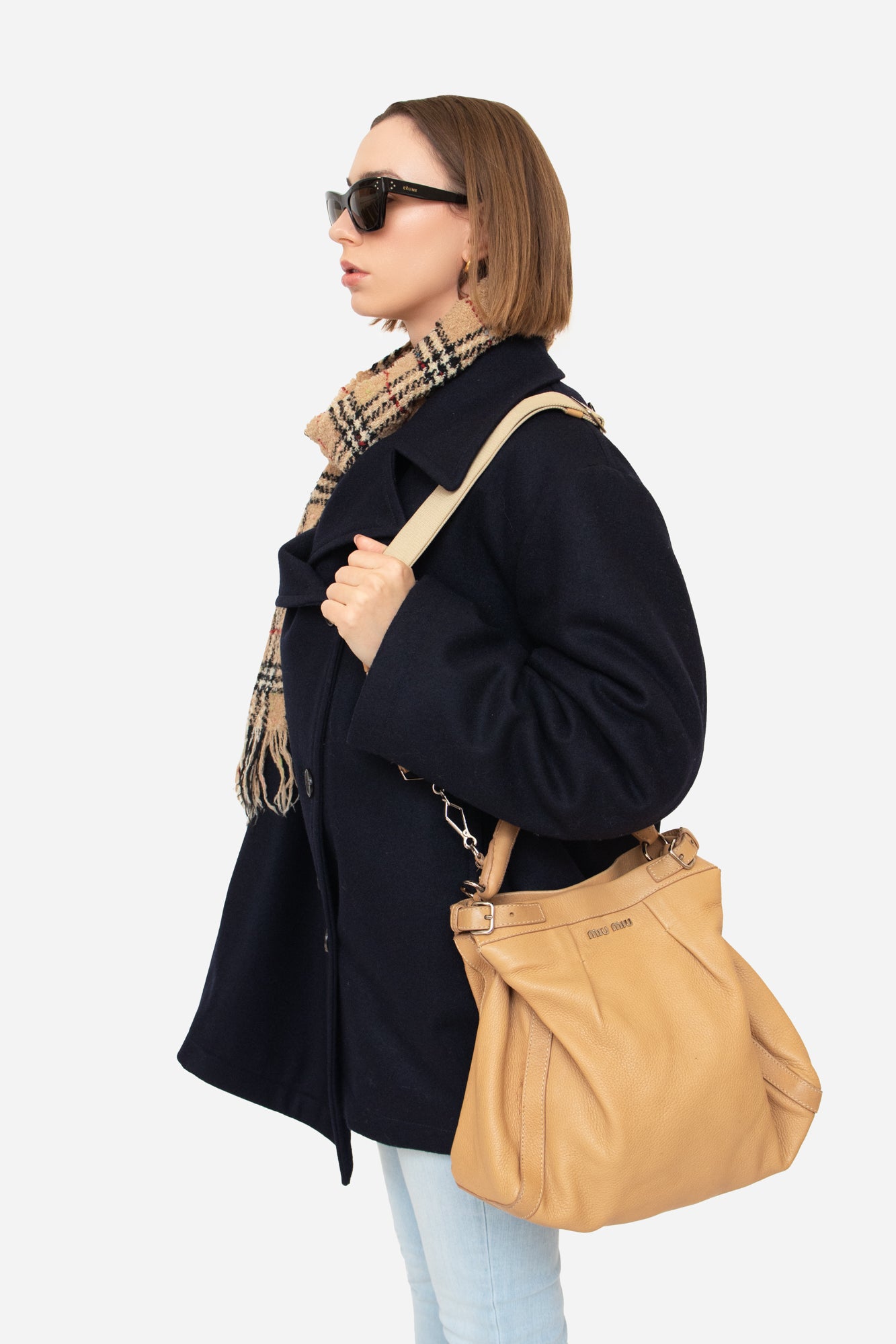 Camel Leather Crossbody Bag