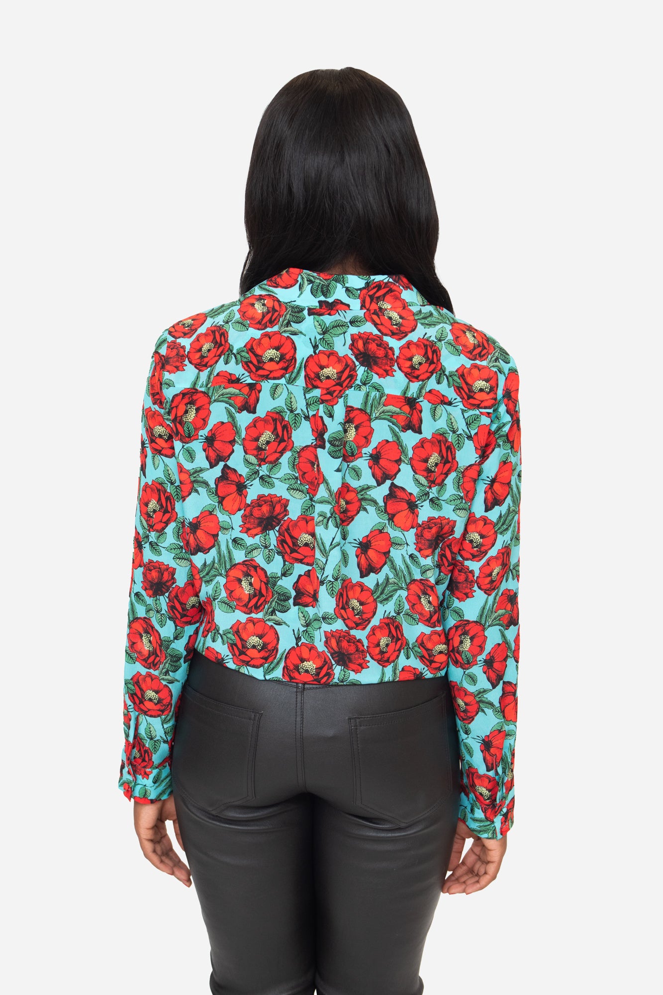 Button Up Flower Print Blouse