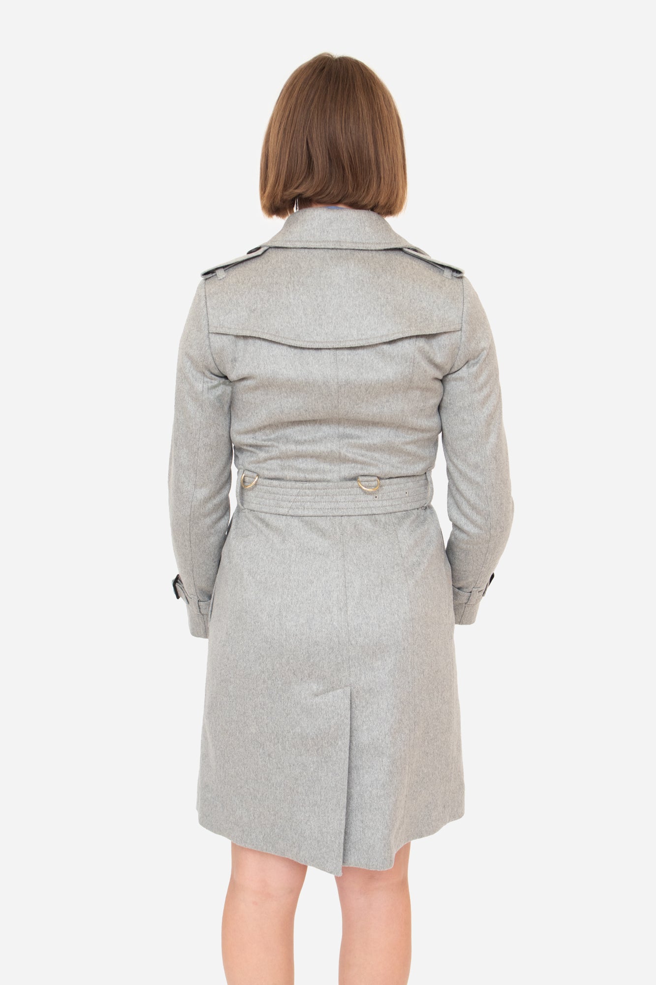Grey Wool 'Sandringham' Cashmere Trench Coat