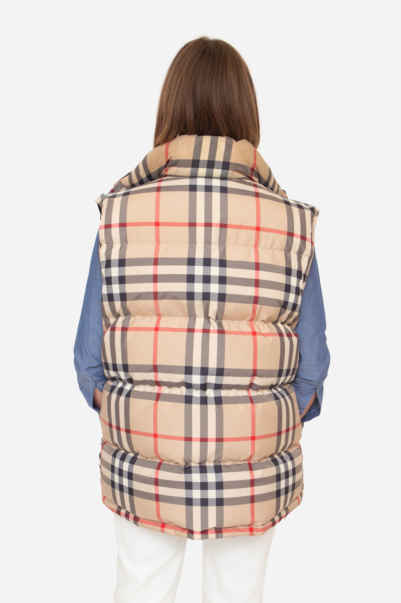 Reversible Plaid/Navy Puffer Vest